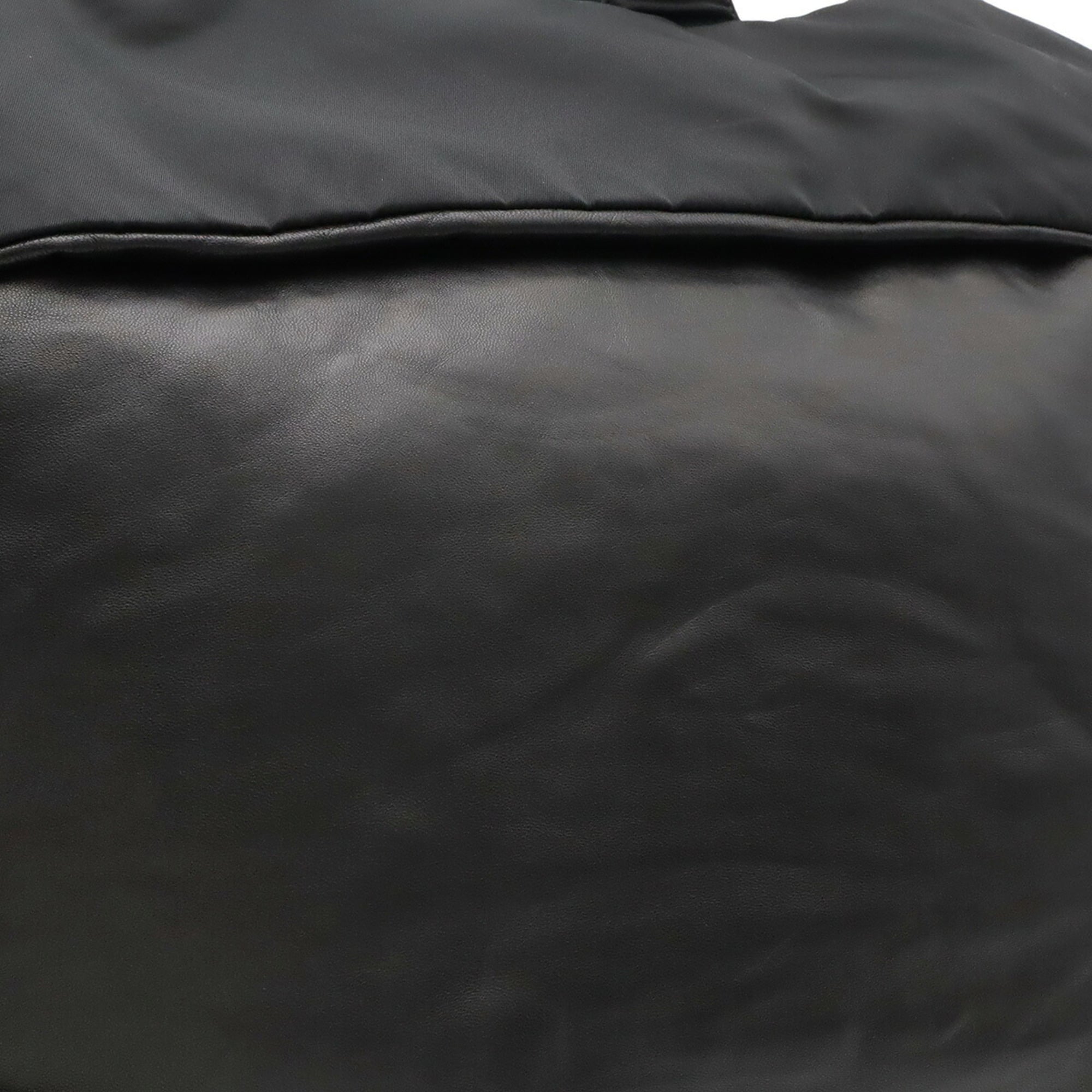 Prada Black Nero Nylon Leather Shoulder Bag Tote Bag (Pre-Owned)