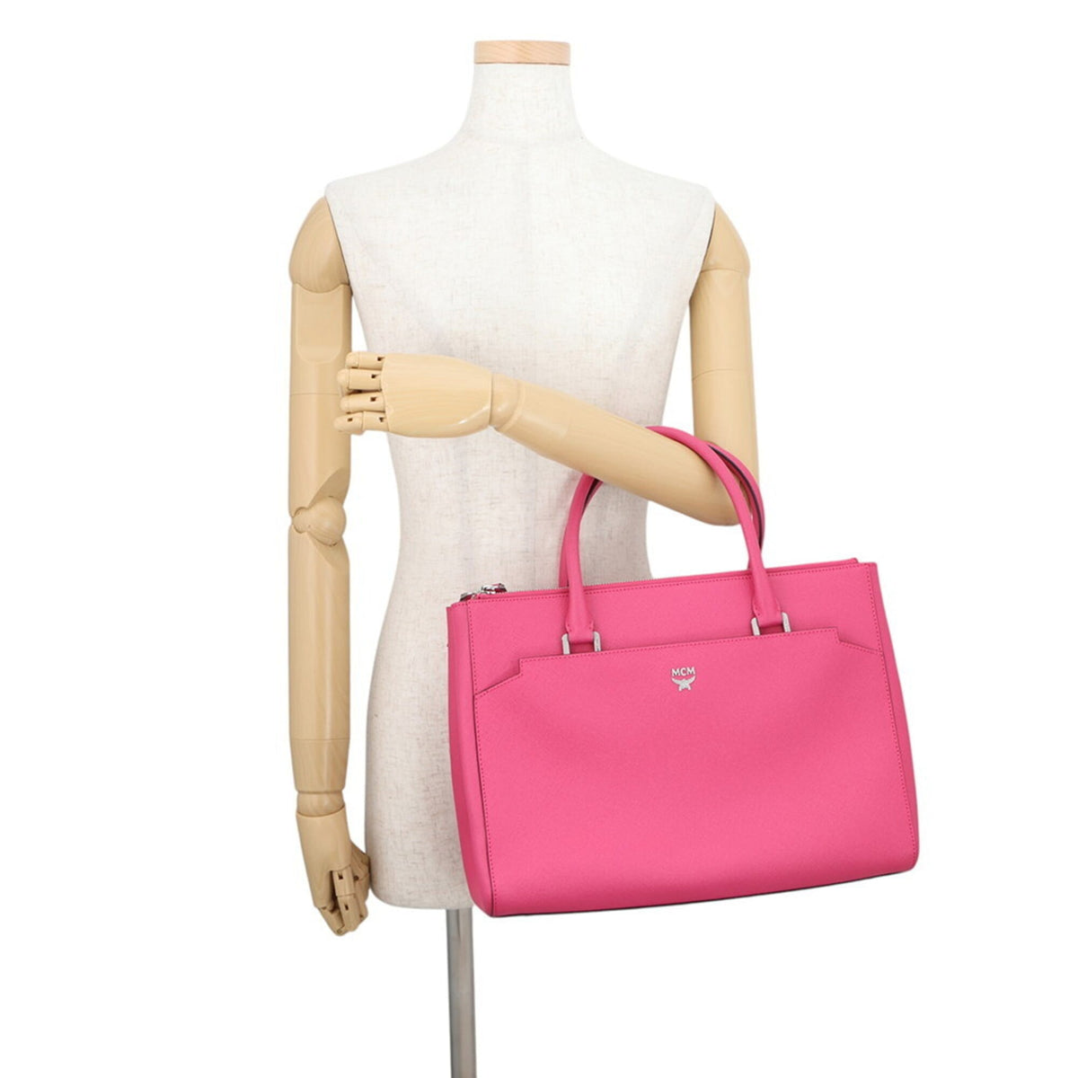 Mcm Pink Leather Handbag Tote Bag (Pre-Owned)