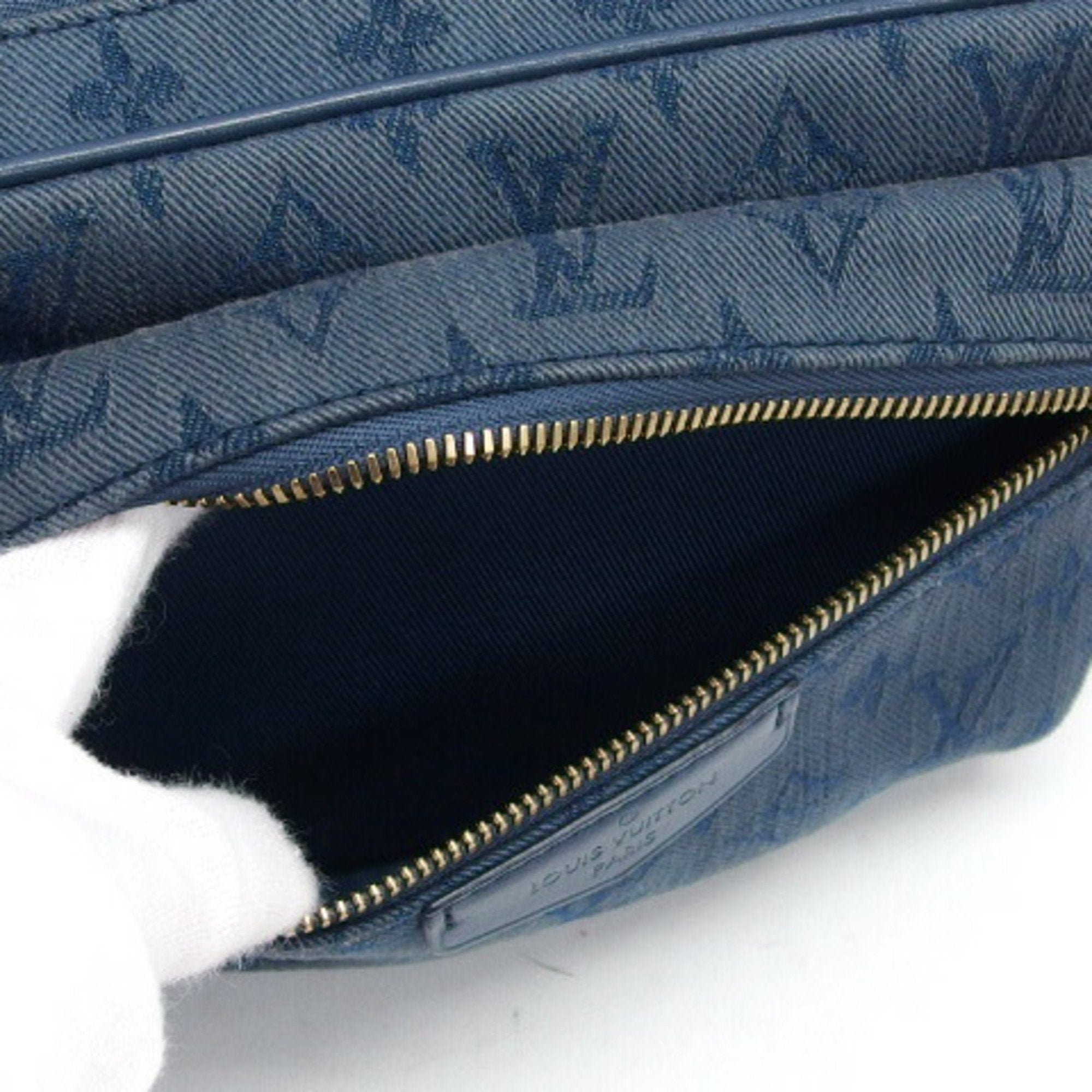 Louis Vuitton Monogram Denim Dark Brown Denim Leather Shoulder Bag (Pre-Owned)
