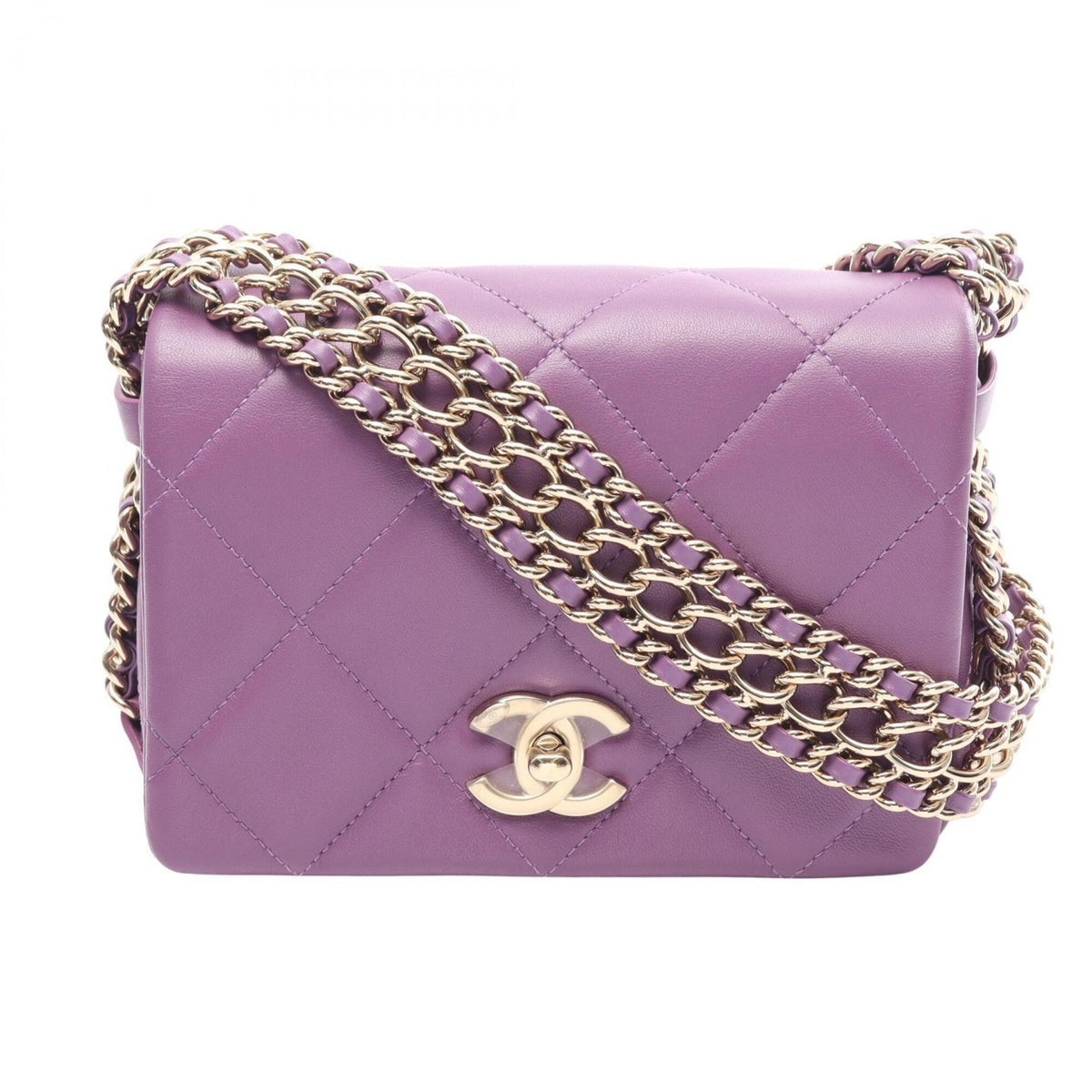 Chanel Purple Leather Handbag Shoulder Bag (Pre-Owned)