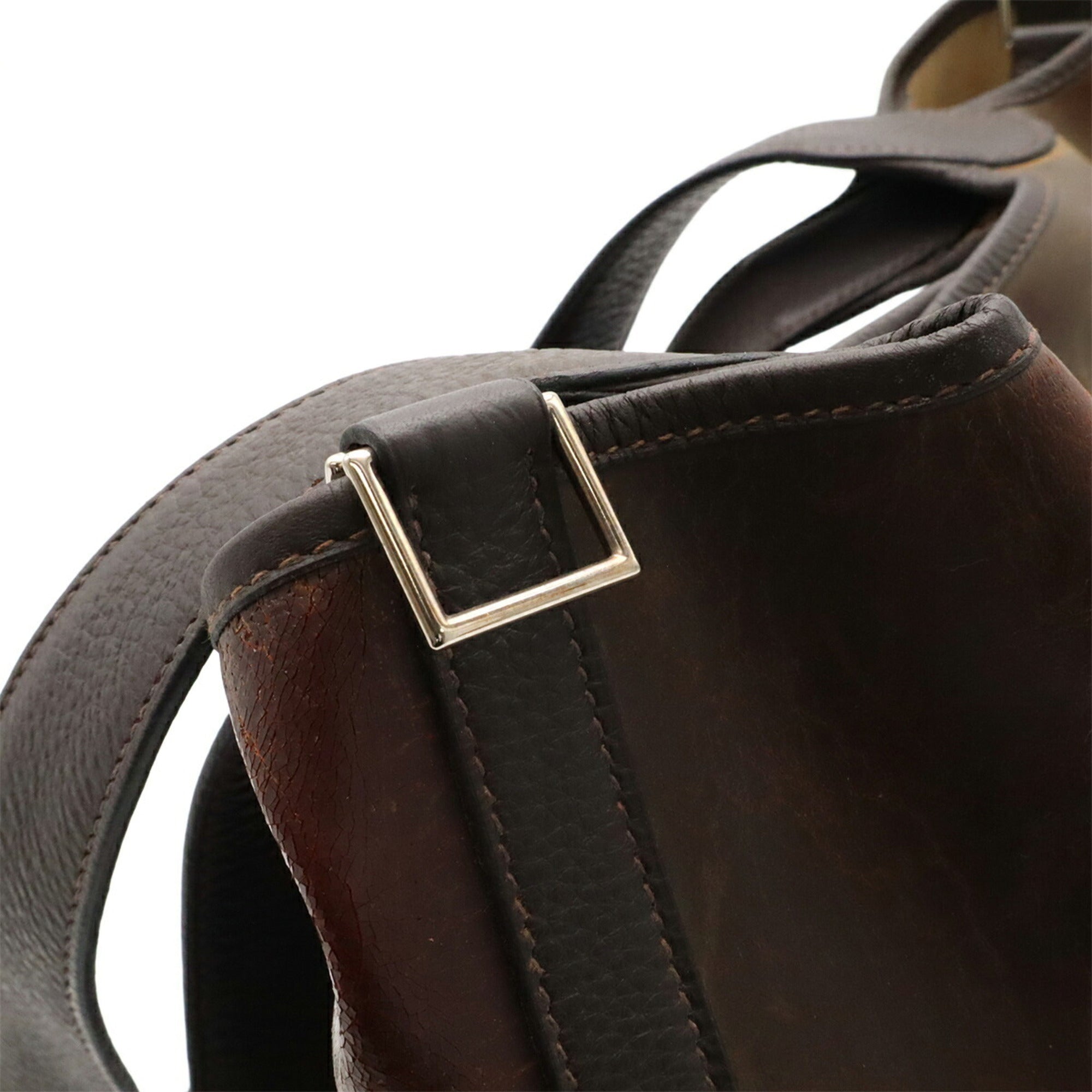 Hermes Amazonia Dark Brown Yellow Amazonia Shoulder Bag Tote Bag (Pre-Owned)