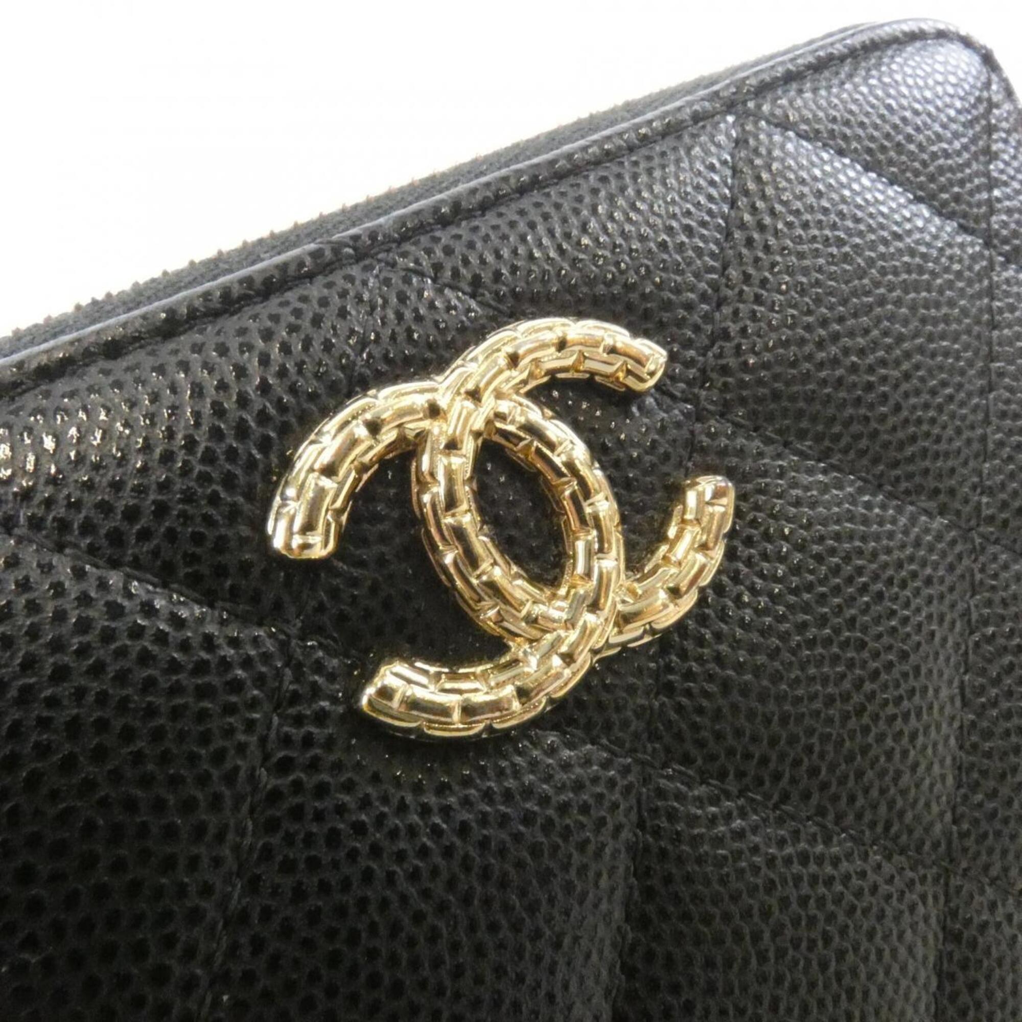 Chanel Black Grained Calfskin Coin Purse/Coin Case (Pre-Owned)