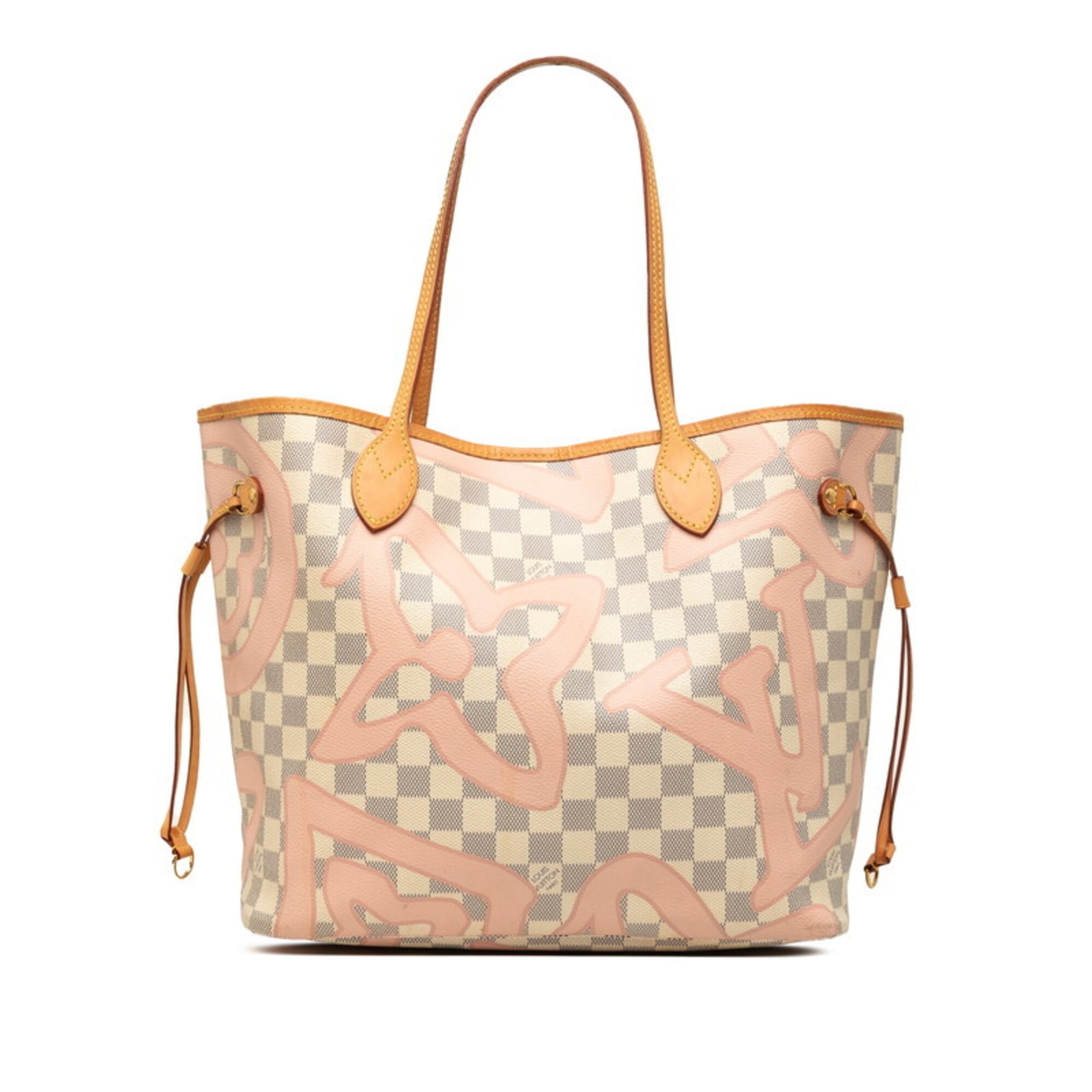 Louis Vuitton Rose Ballerine White Damier Azur Pouch Shoulder Bag Tote Bag (Pre-Owned)