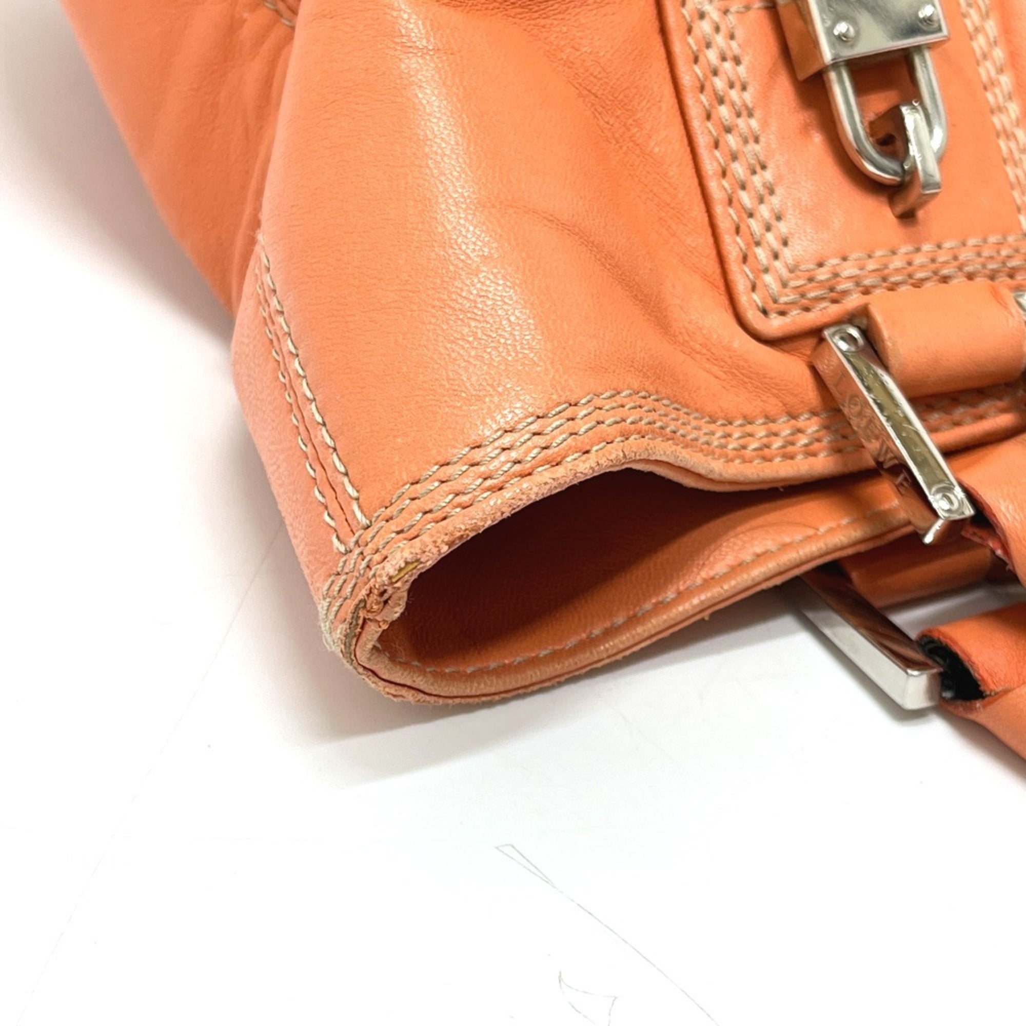 Loewe Amazona Orange Leather Handbag Tote Bag (Pre-Owned)