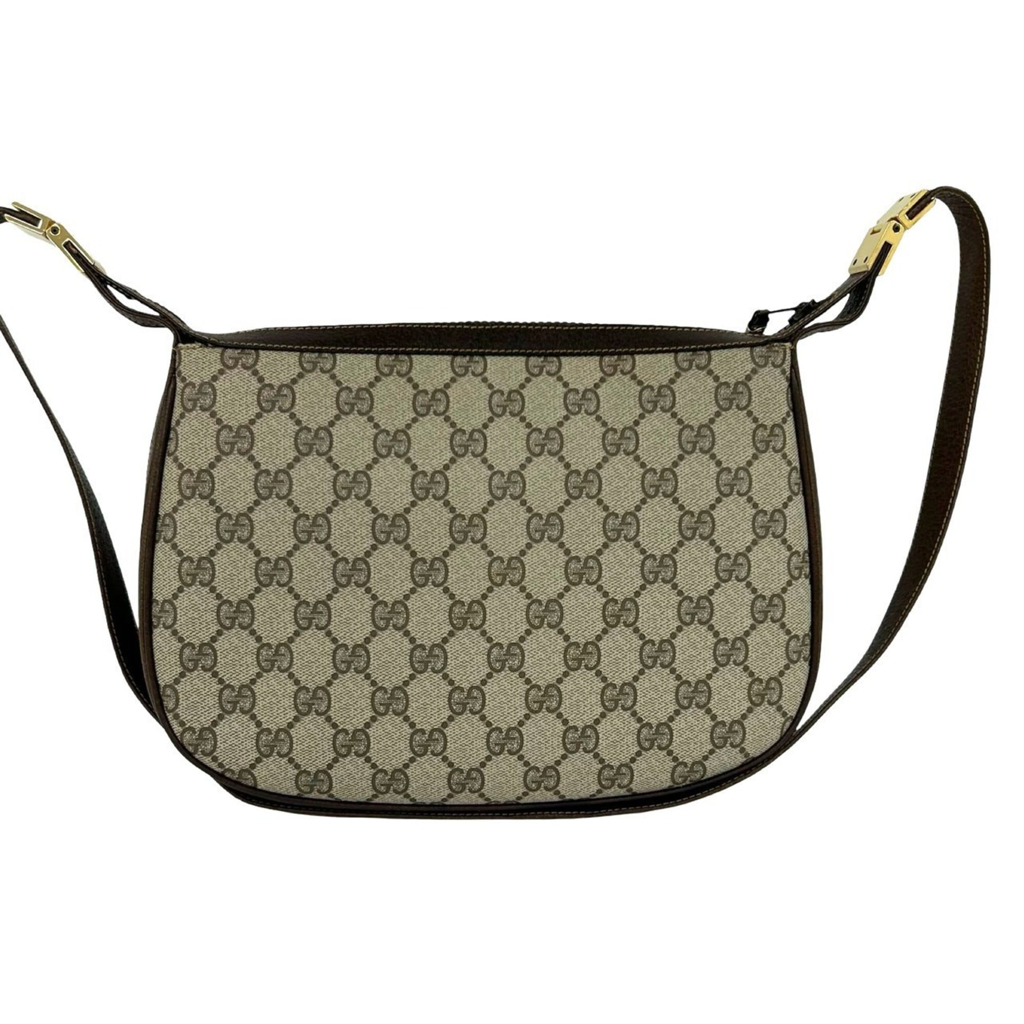 Gucci Brown Green Red Color Leather Pvc Shoulder Bag (Pre-Owned)