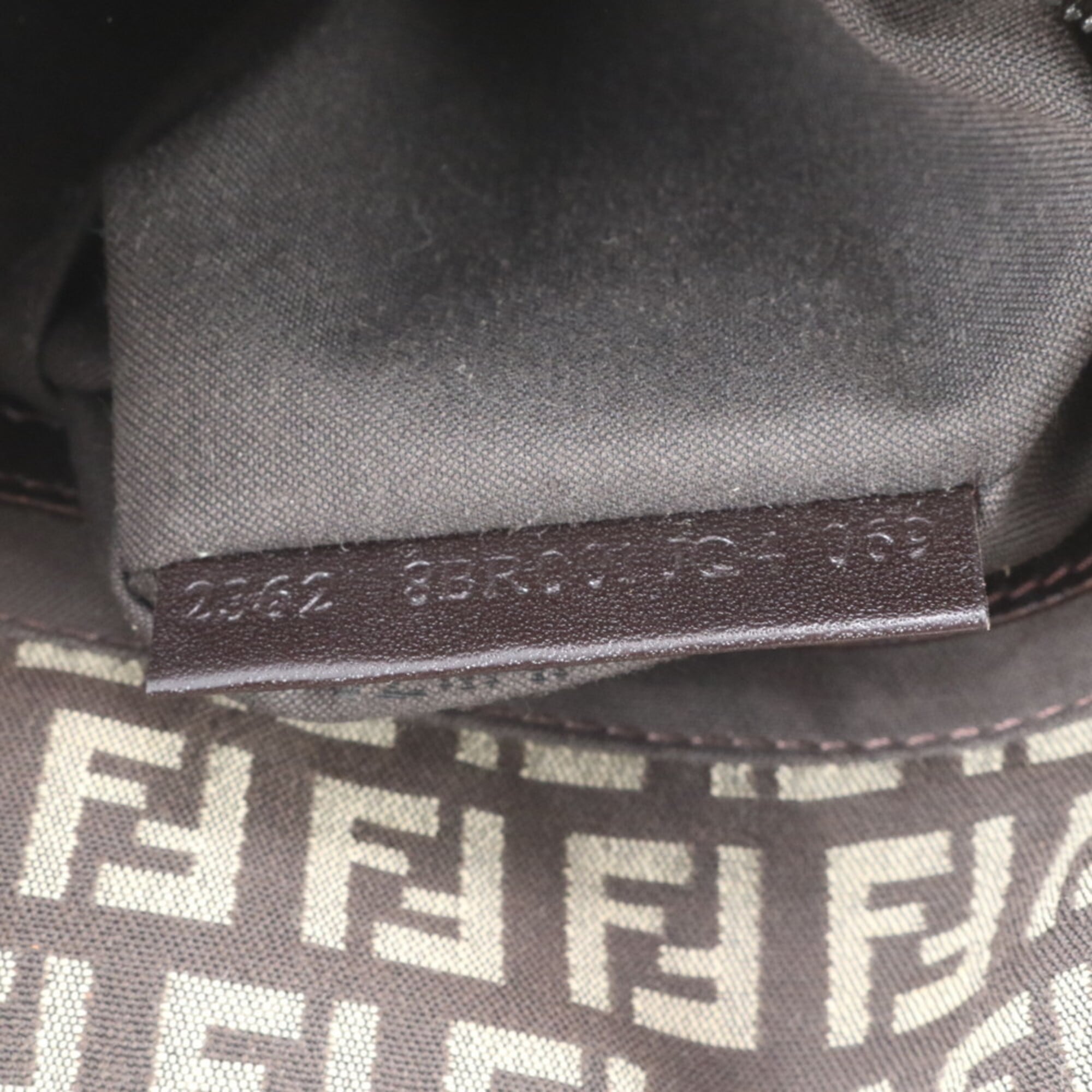 Fendi Brown Leather Canvas Shoulder Bag (Pre-Owned)