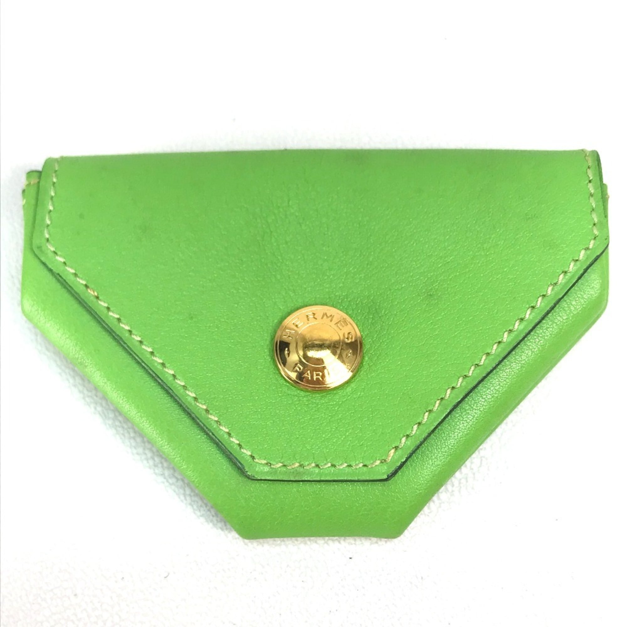 Hermes Le 24 Apple Green Light Green Swift Leather Coin Purse/Coin Case (Pre-Owned)