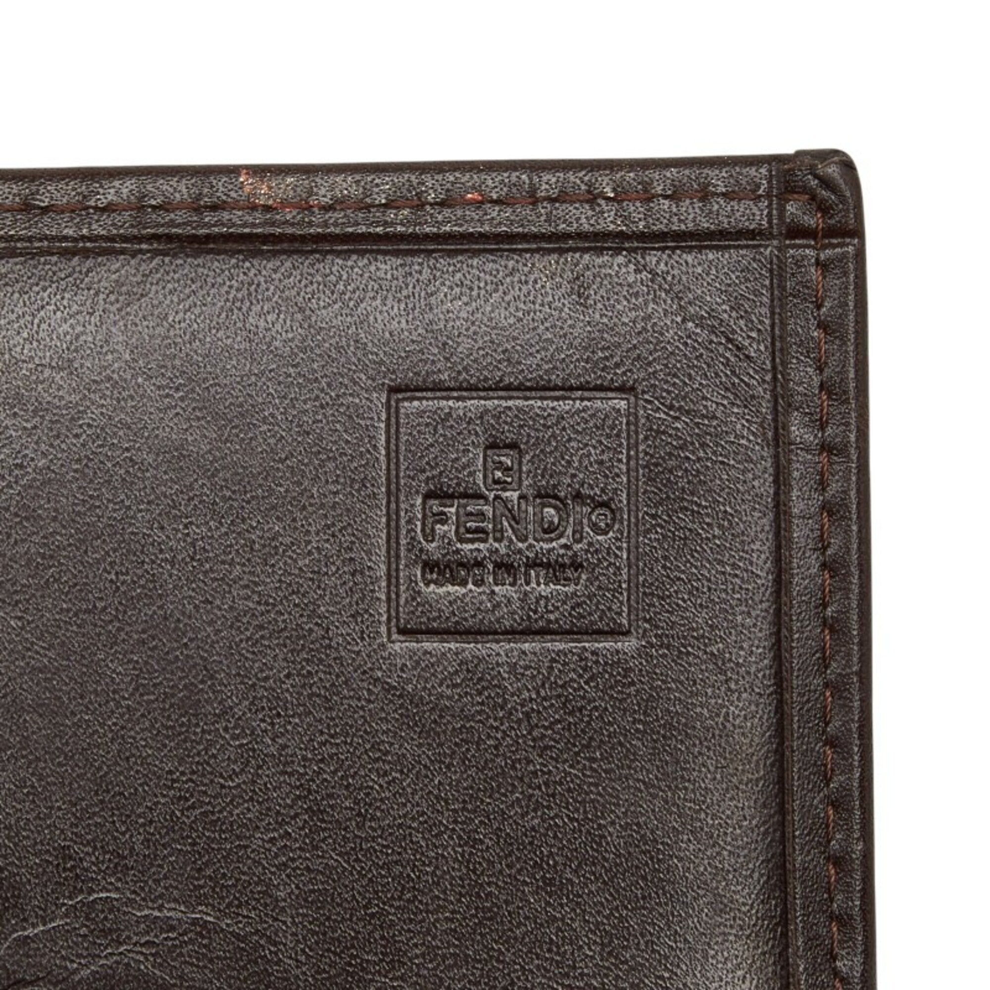 Fendi Zucca Brown Canvas Leather Long Wallet (Bi-Fold) (Pre-Owned)
