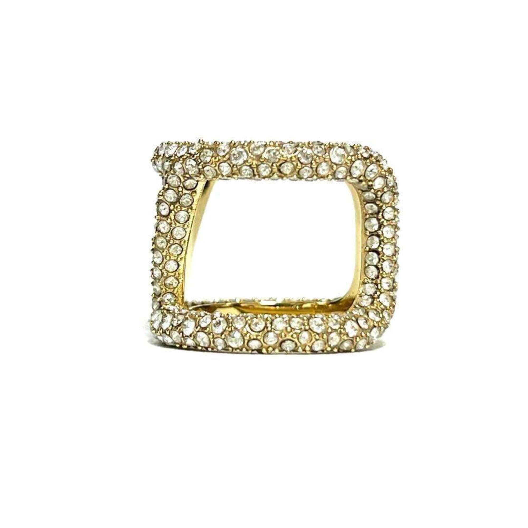 Valentino Gold Metal Rhinestone Band Ring (Pre-Owned)