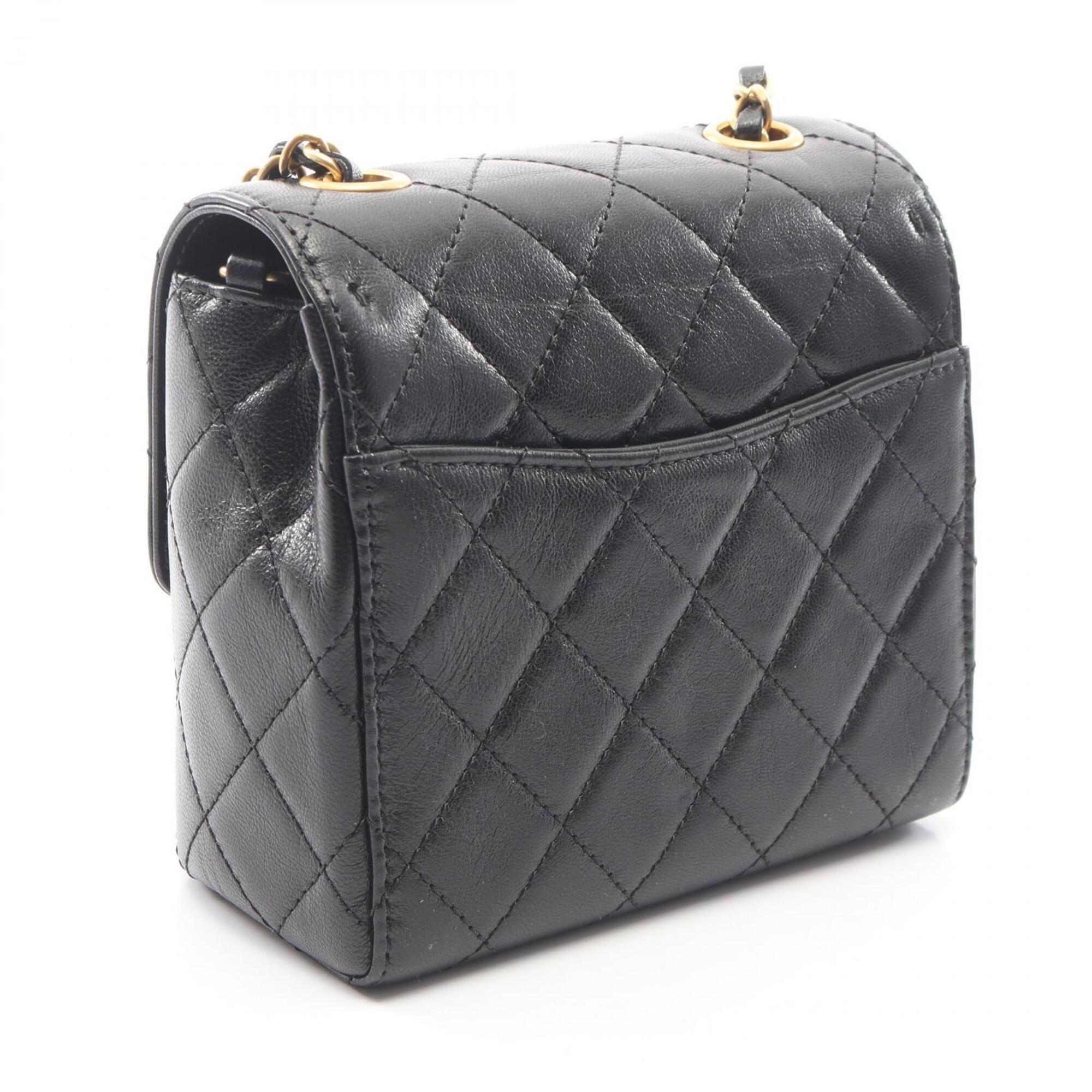 Chanel Matelasse Black Leather Handbag Shoulder Bag (Pre-Owned)
