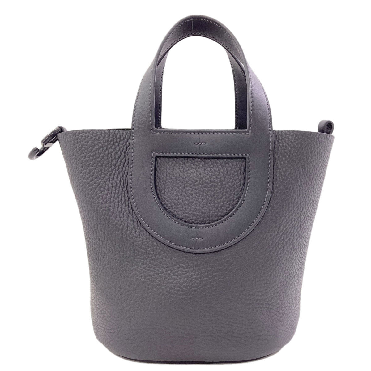 Hermes Gray Taurillon Clemence Leather Handbag (Pre-Owned)