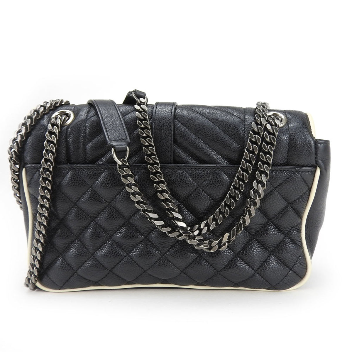 Saint Laurent Black Ivory Leather Shoulder Bag (Pre-Owned)
