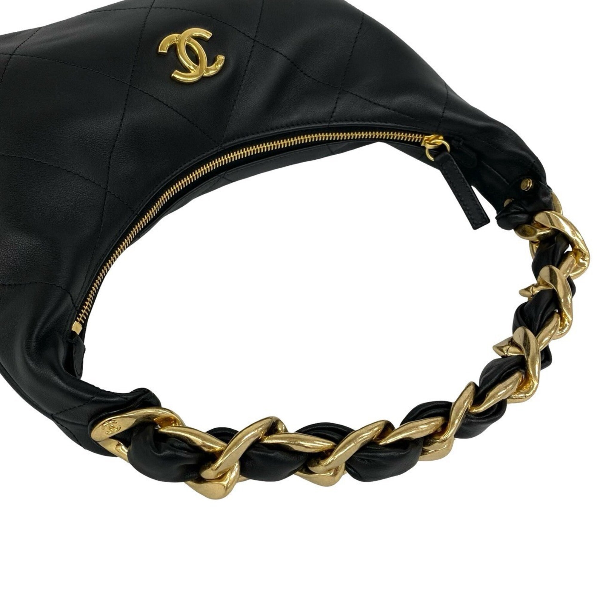 Chanel Black Leather Handbag Shoulder Bag (Pre-Owned)