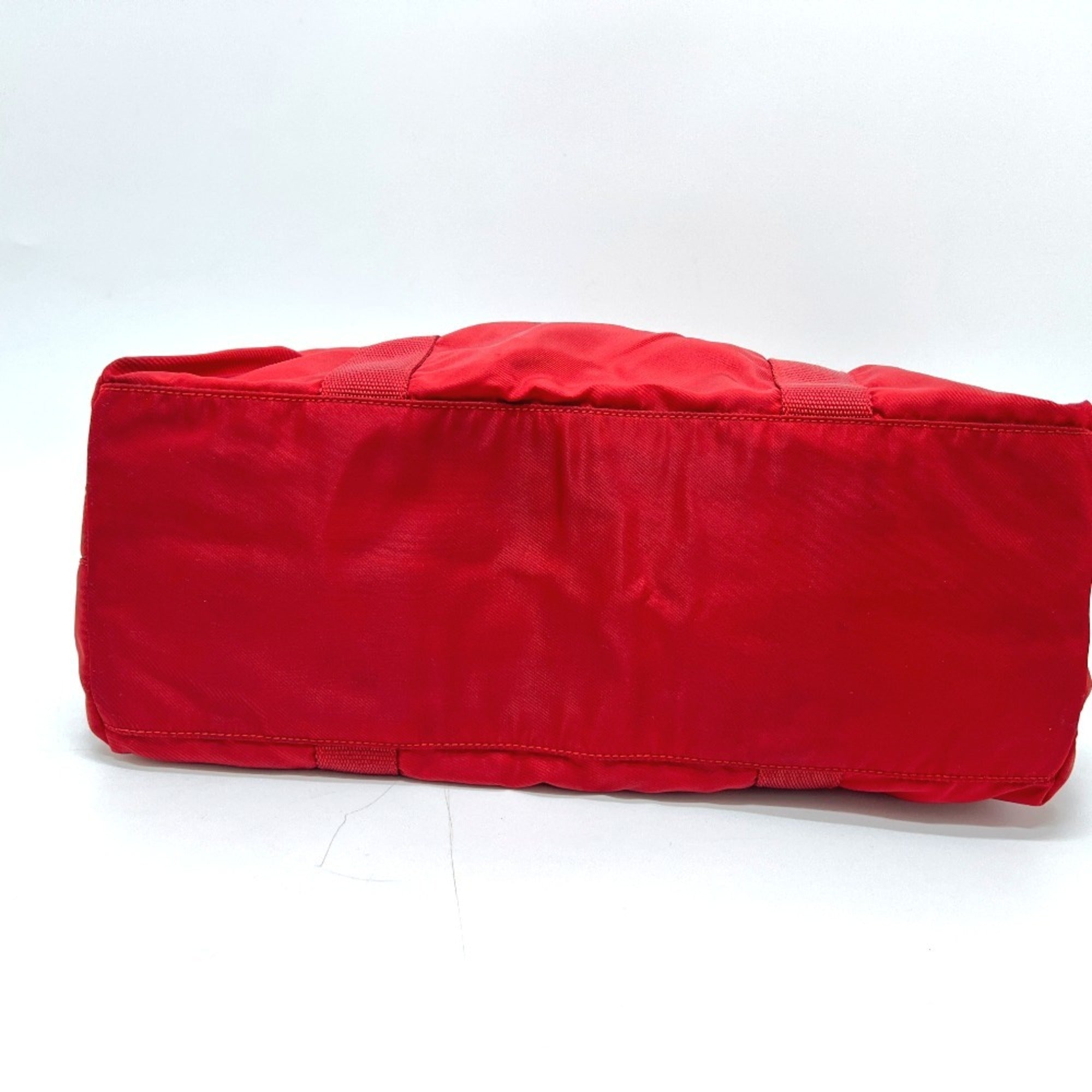 Prada Red Color Nylon Handbag Tote Bag (Pre-Owned)
