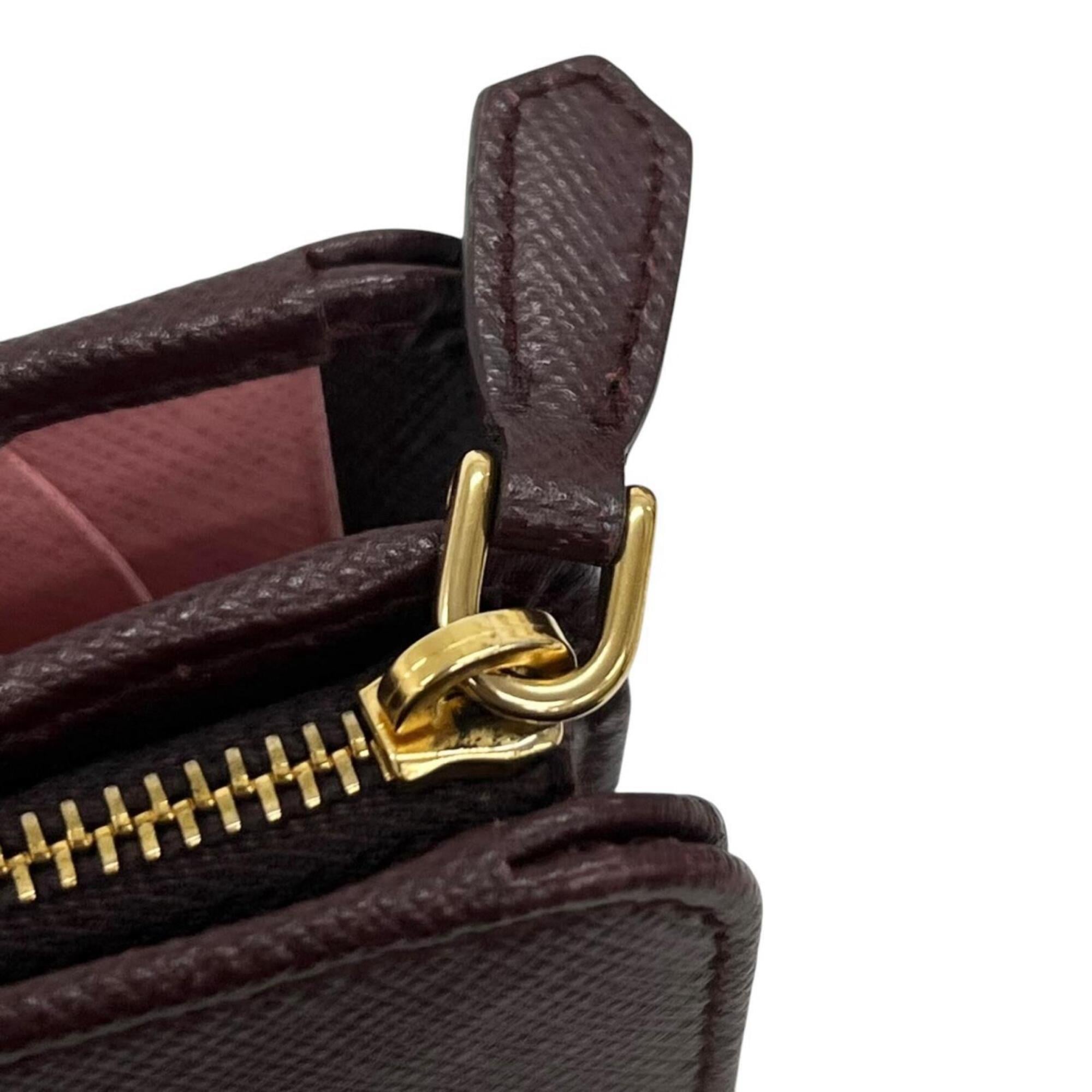 Prada Burgundy Ivory Pink Saffiano Metal Wallet (Bi-Fold) (Pre-Owned)