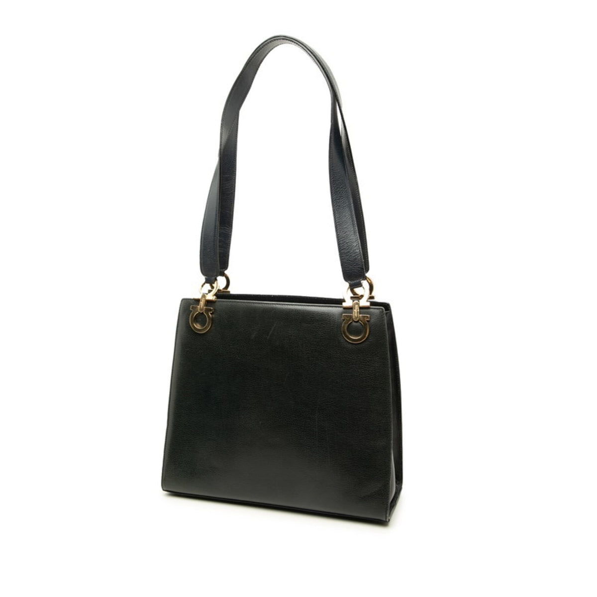 Salvatore Ferragamo Gancini Navy Leather Shoulder Bag (Pre-Owned)