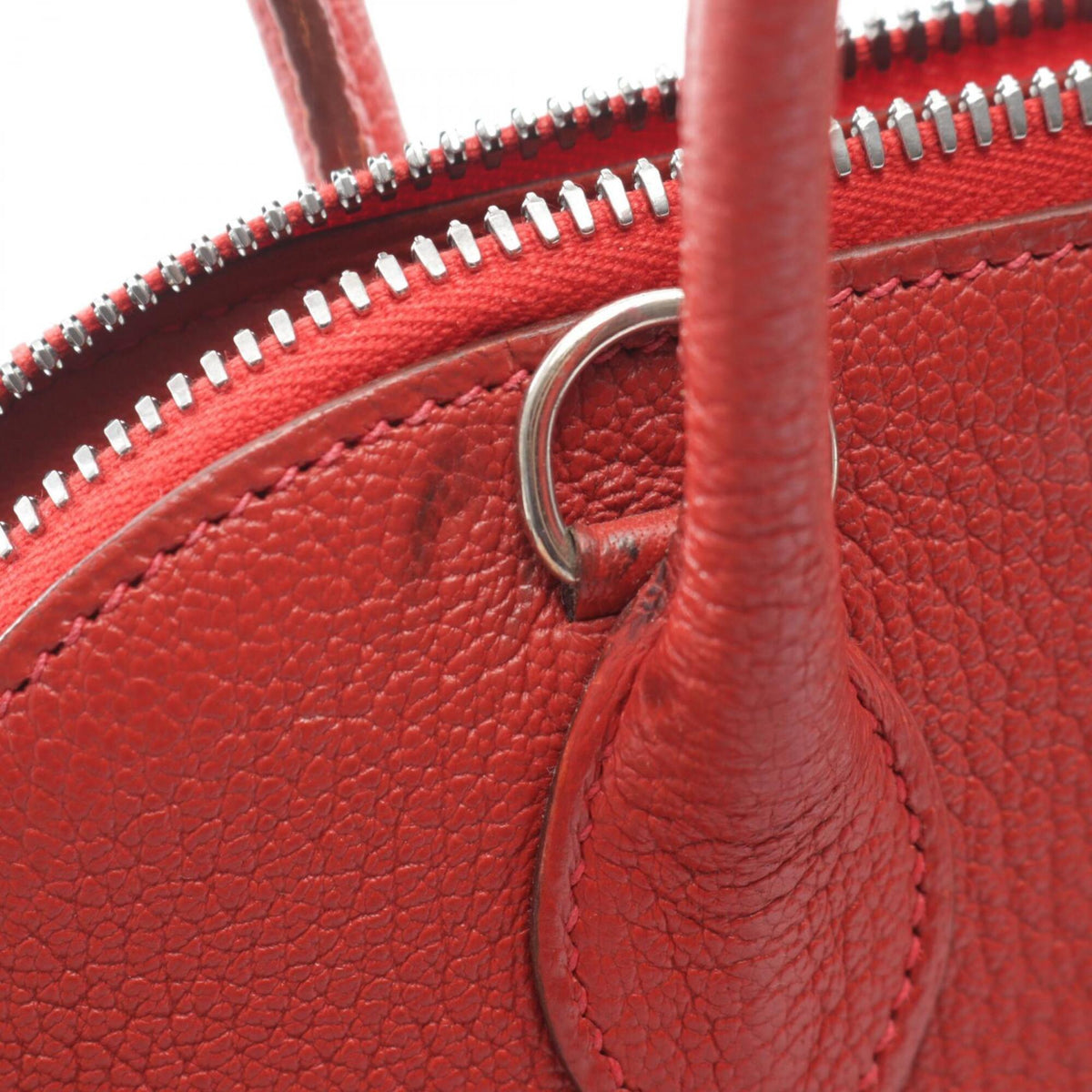 Hermes Red Color Rouge Garance Chevre Coromandel Leather Leather Handbag (Pre-Owned)