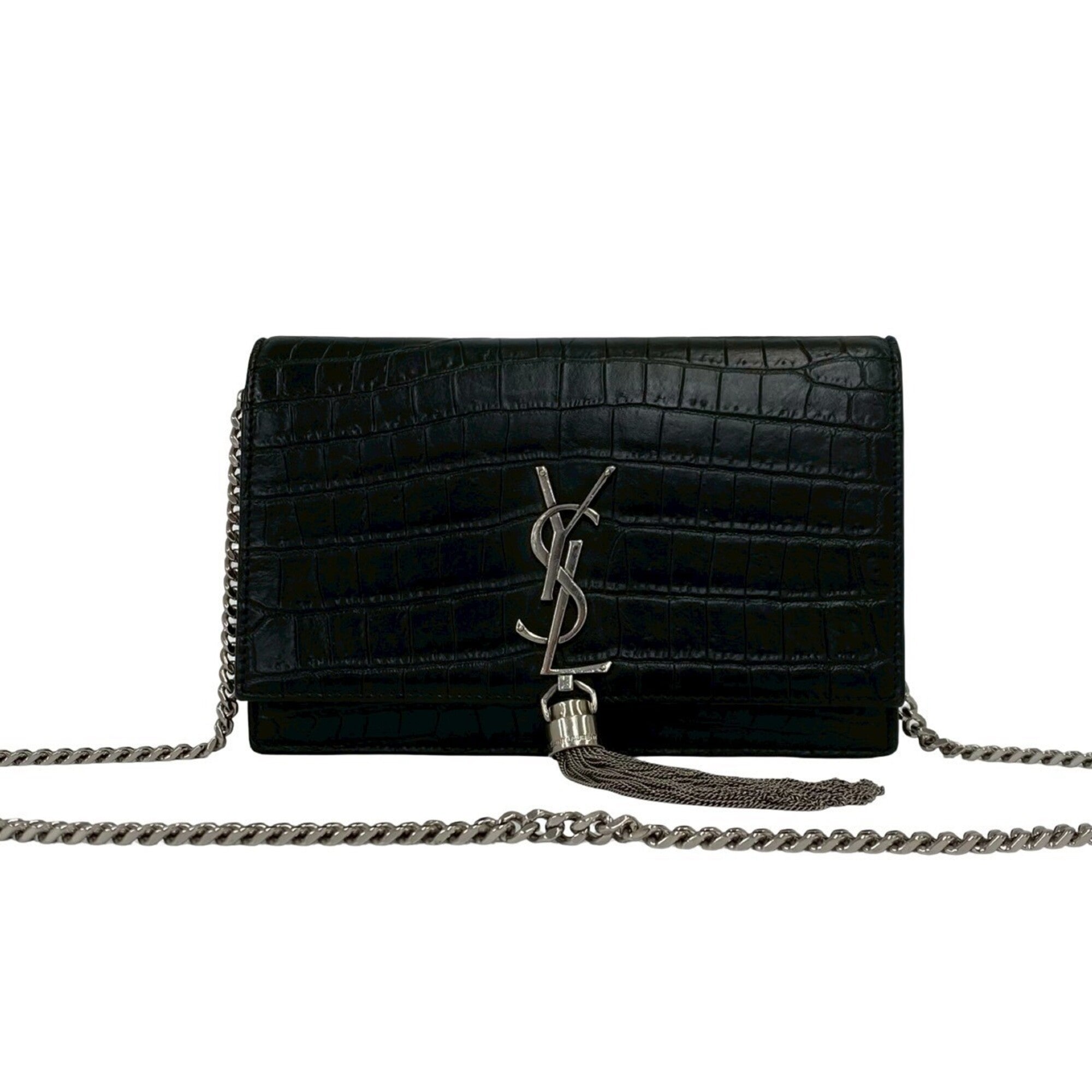 Saint Laurent Black Leather Pochette Shoulder Bag (Pre-Owned)