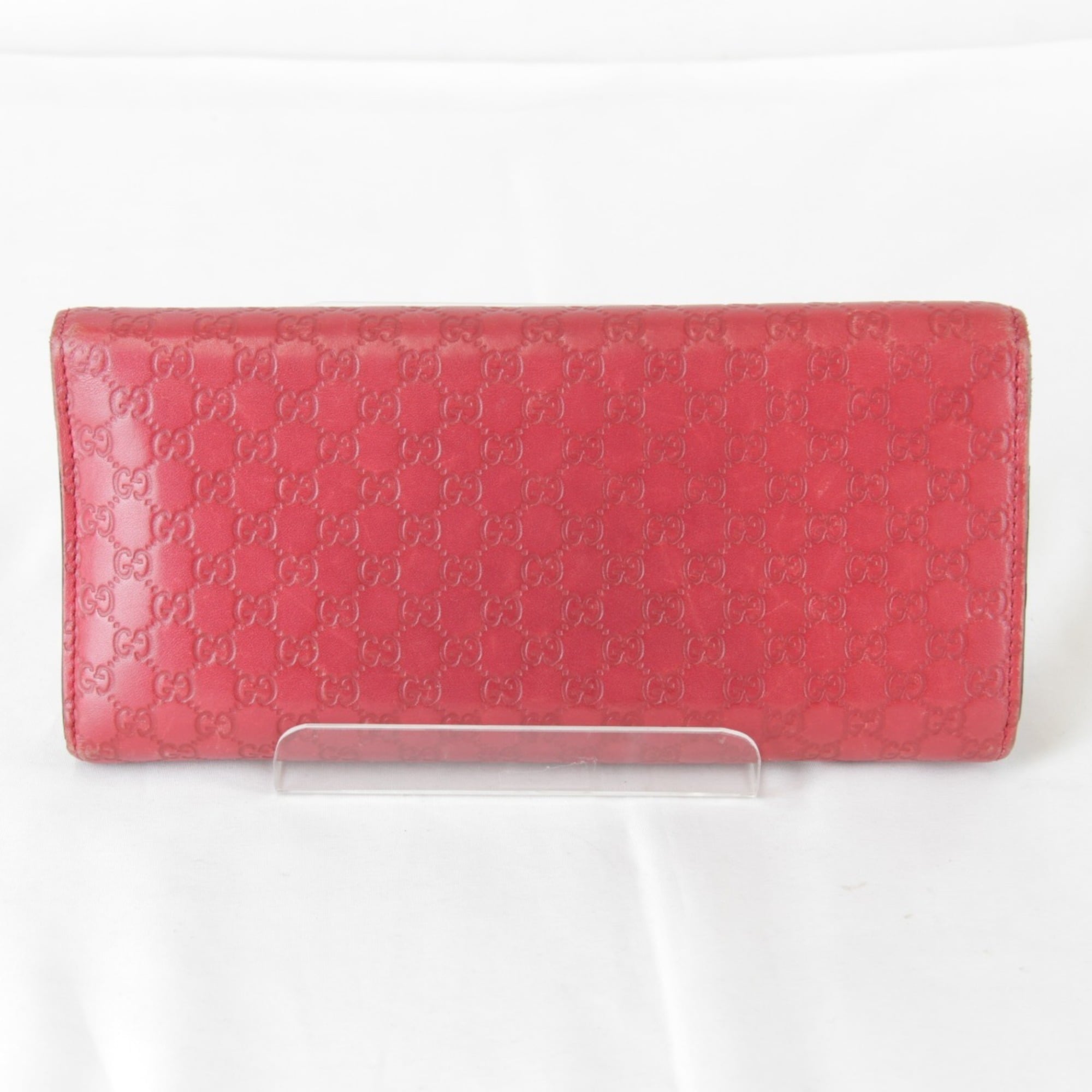 Gucci Red Color Leather Long Wallet (Bi-Fold) (Pre-Owned)