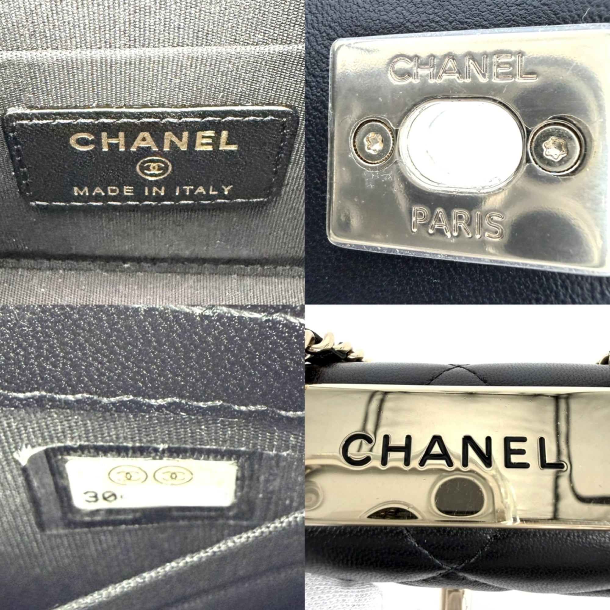 Chanel Black White Leather Shoulder Bag (Pre-Owned)