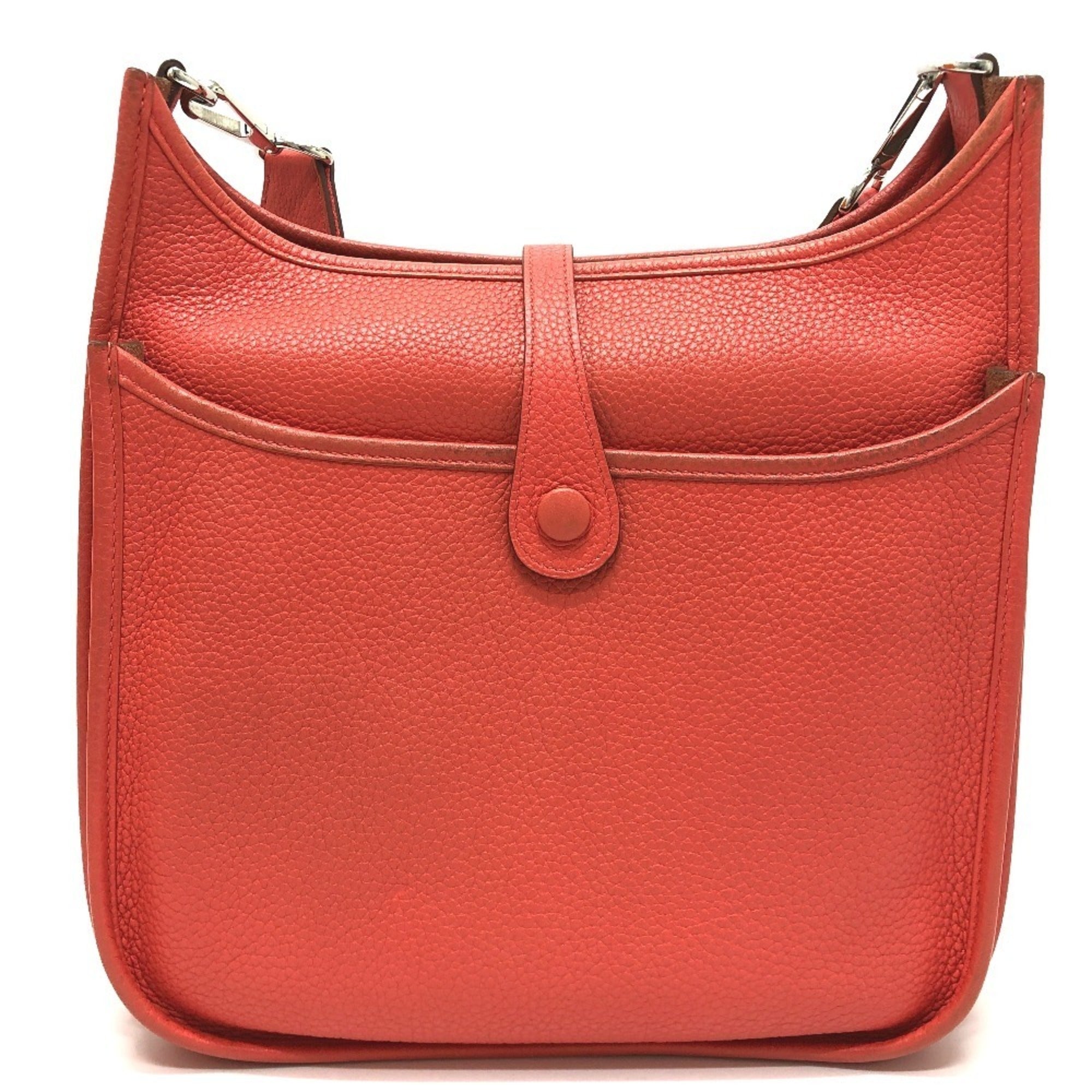 Hermes Red Color Taurillon Clemence Leather Shoulder Bag (Pre-Owned)