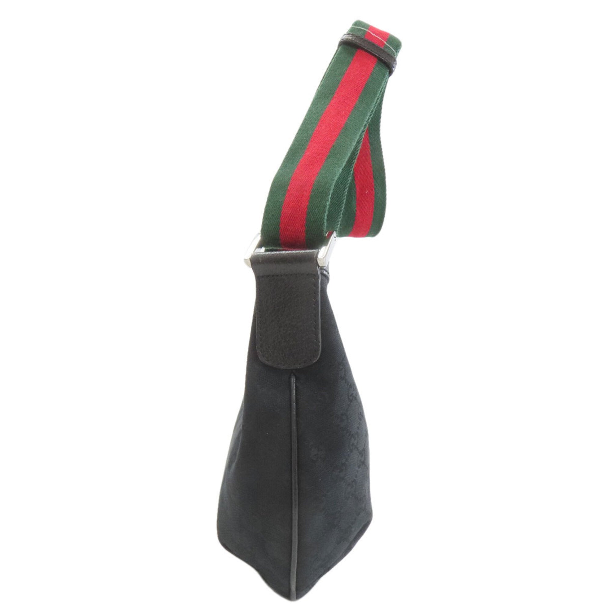Gucci Sherry Line Black Canvas Shoulder Bag (Pre-Owned)