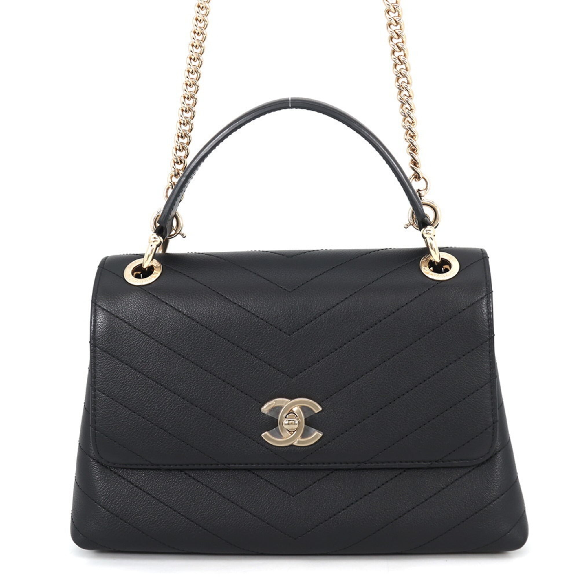 Chanel Black Champagne Gold Handbag (Pre-Owned)