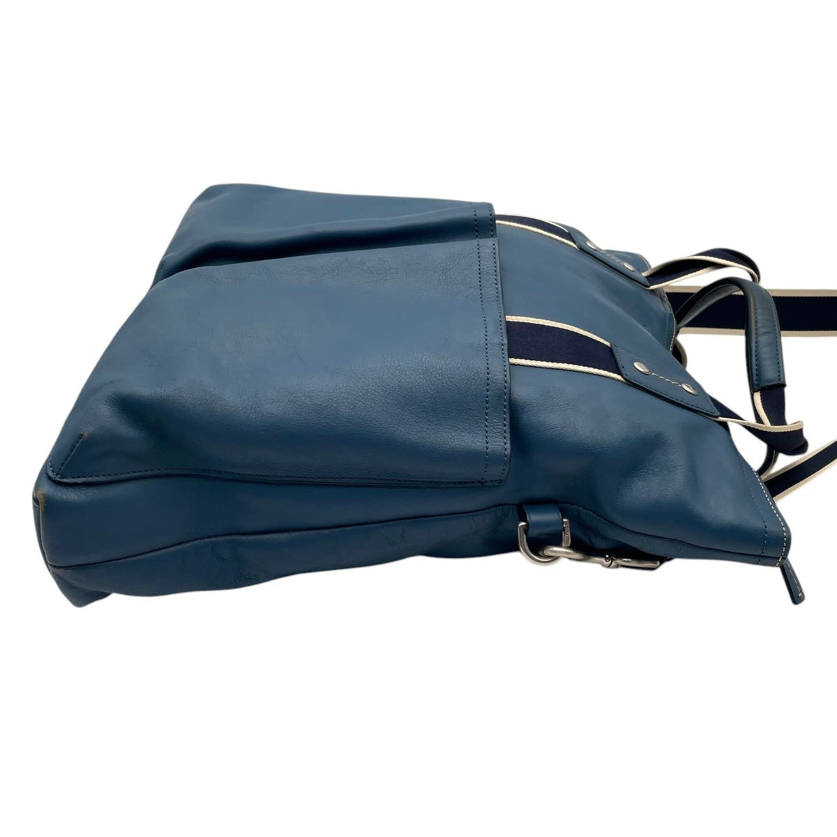 Coach Blue Navy Leather Canvas Shoulder Bag Tote Bag (Pre-Owned)