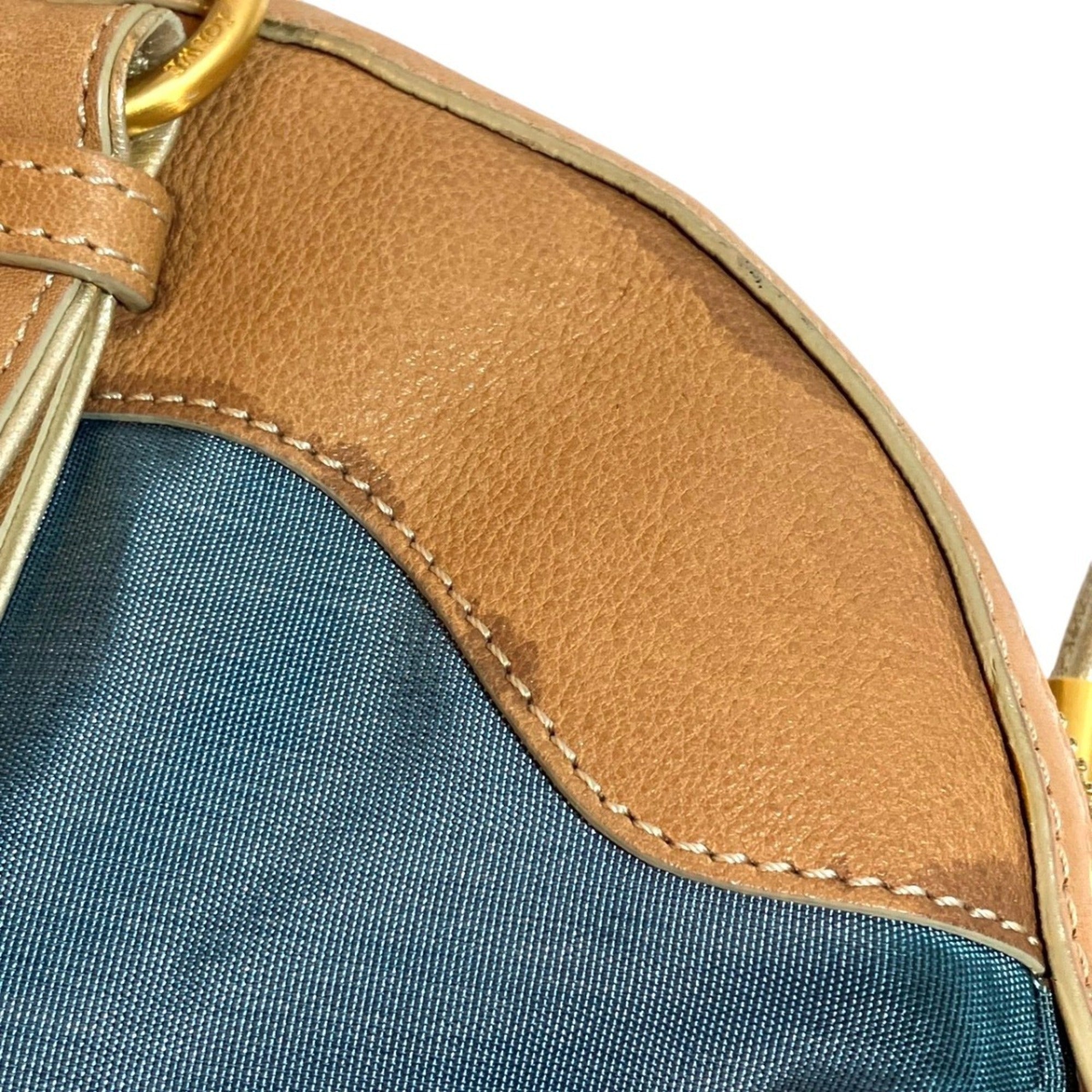 Loewe Blue Nylon Leather Handbag (Pre-Owned)