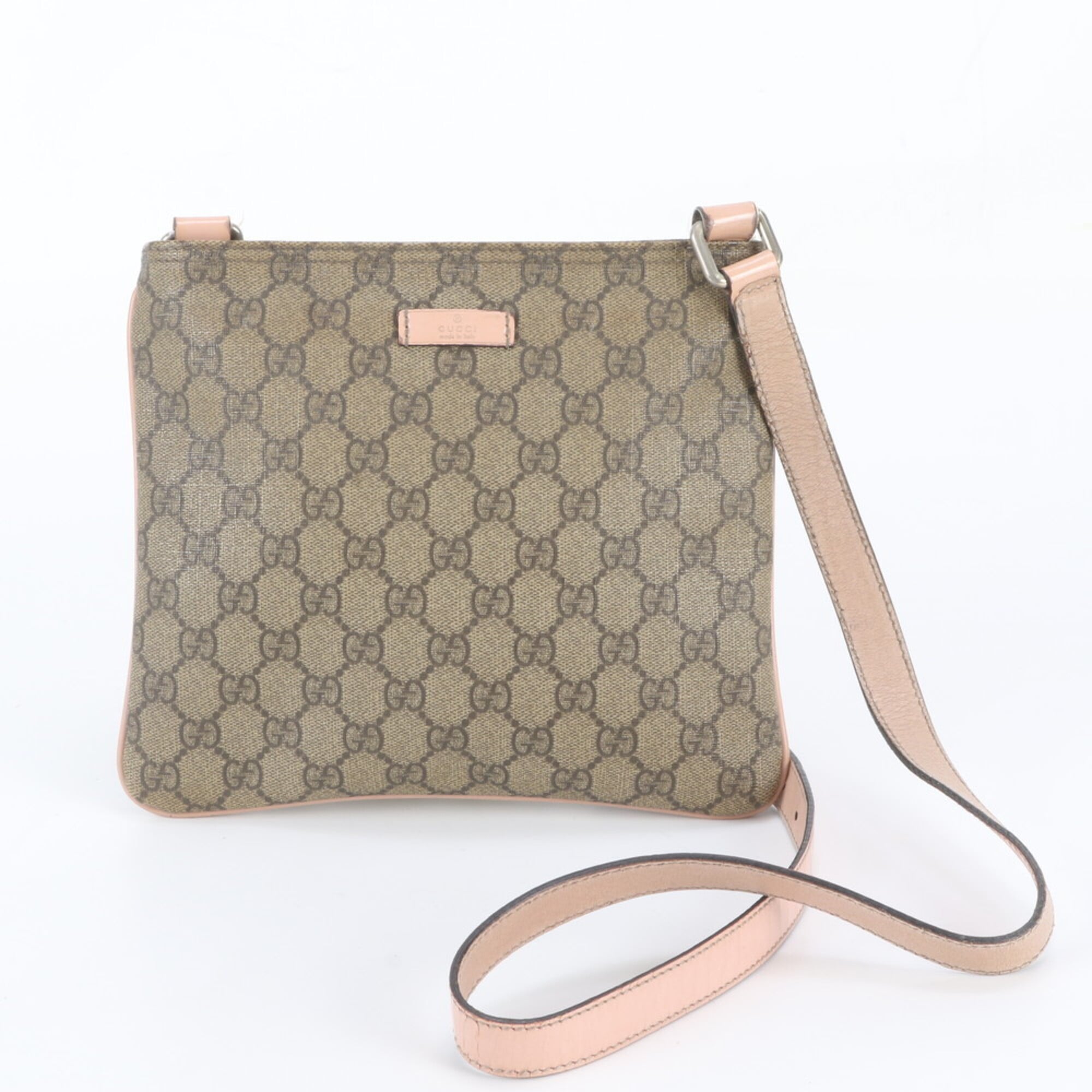 Gucci Beige Leather Coated Canvas Handbag Shoulder Bag Tote Bag (Pre-Owned)