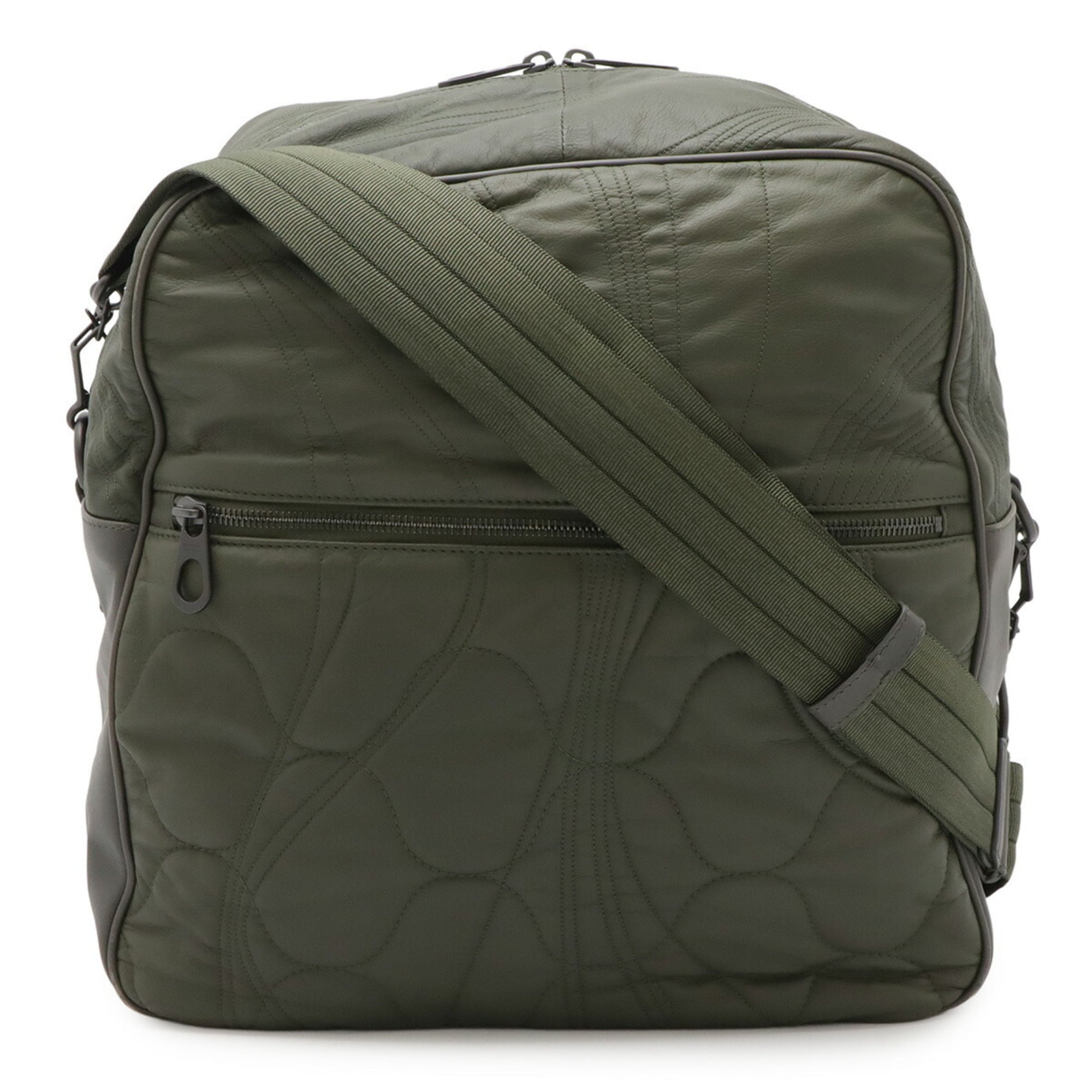 Bottega Veneta Green Khaki Leather Handbag Shoulder Bag (Pre-Owned)