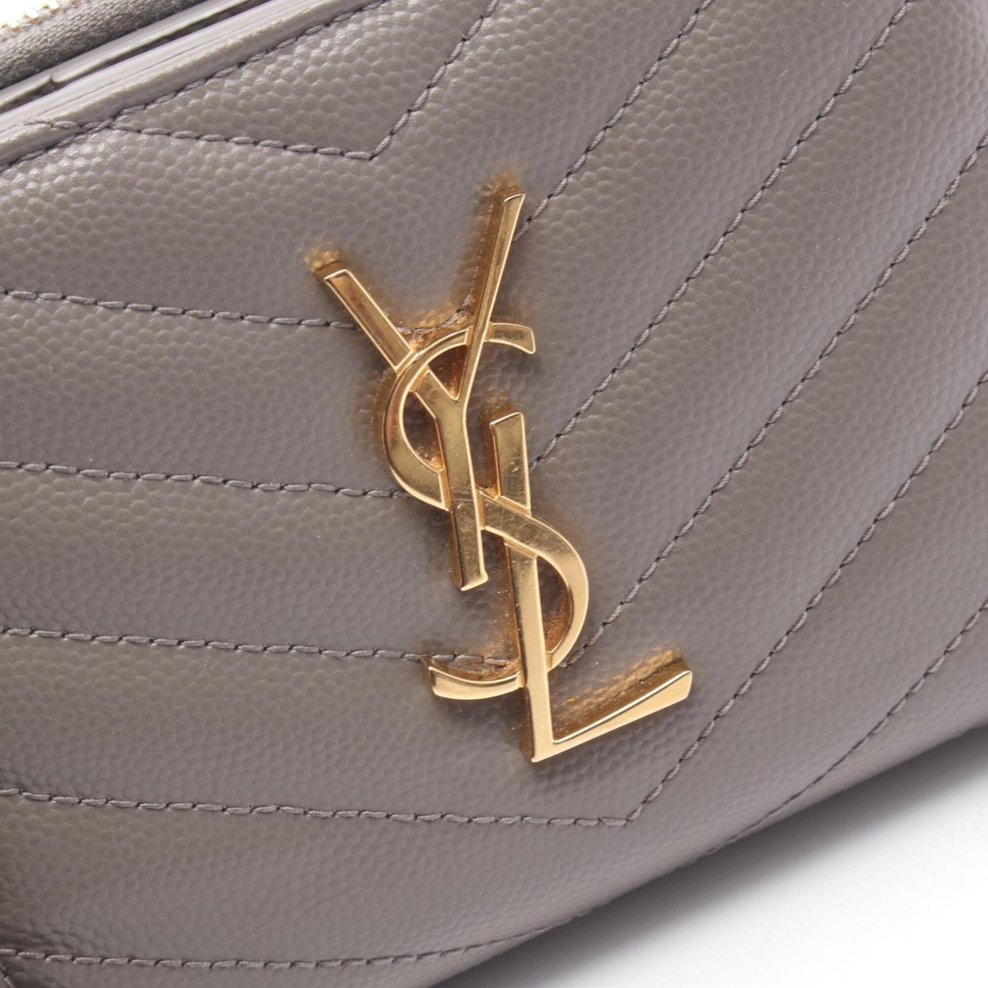Yves Saint Laurent Gray Leather Wallet (Bi-Fold) (Pre-Owned)