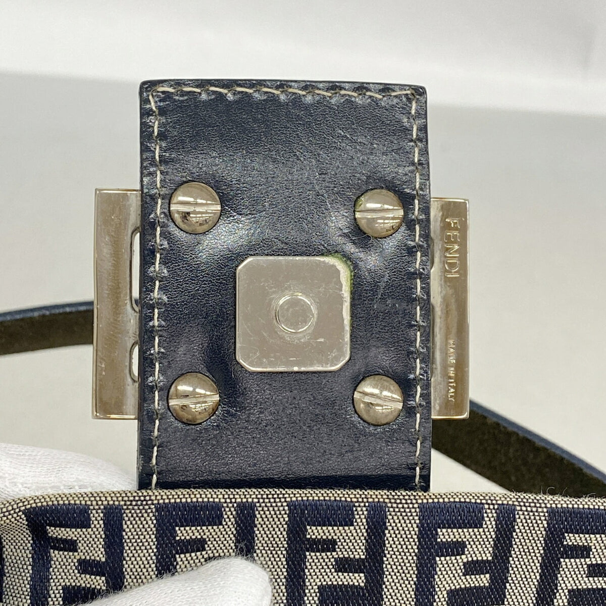 Fendi Navy Nylon Canvas Handbag (Pre-Owned)