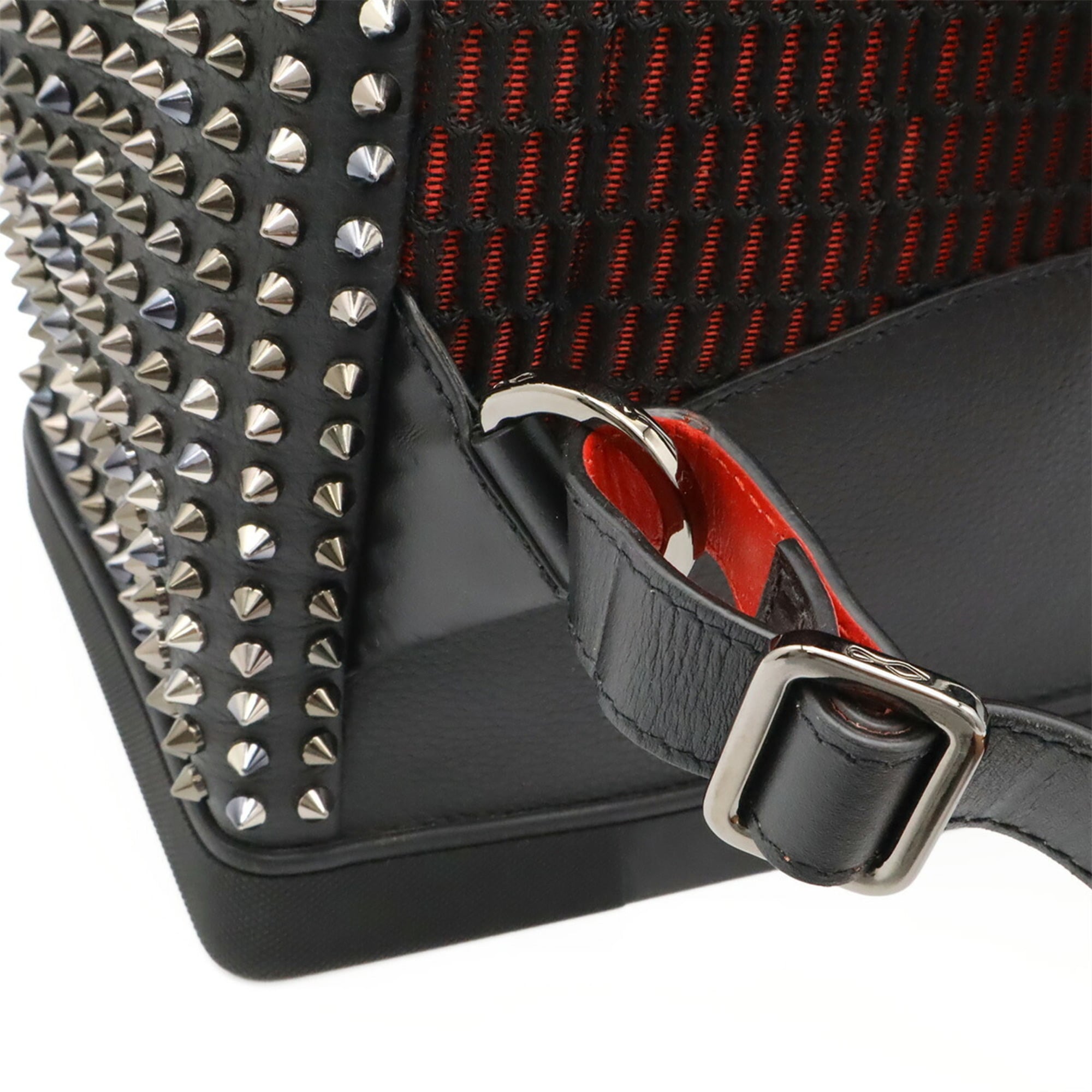 Christian Louboutin Black Red Color Leather Rubber Backpack (Pre-Owned)