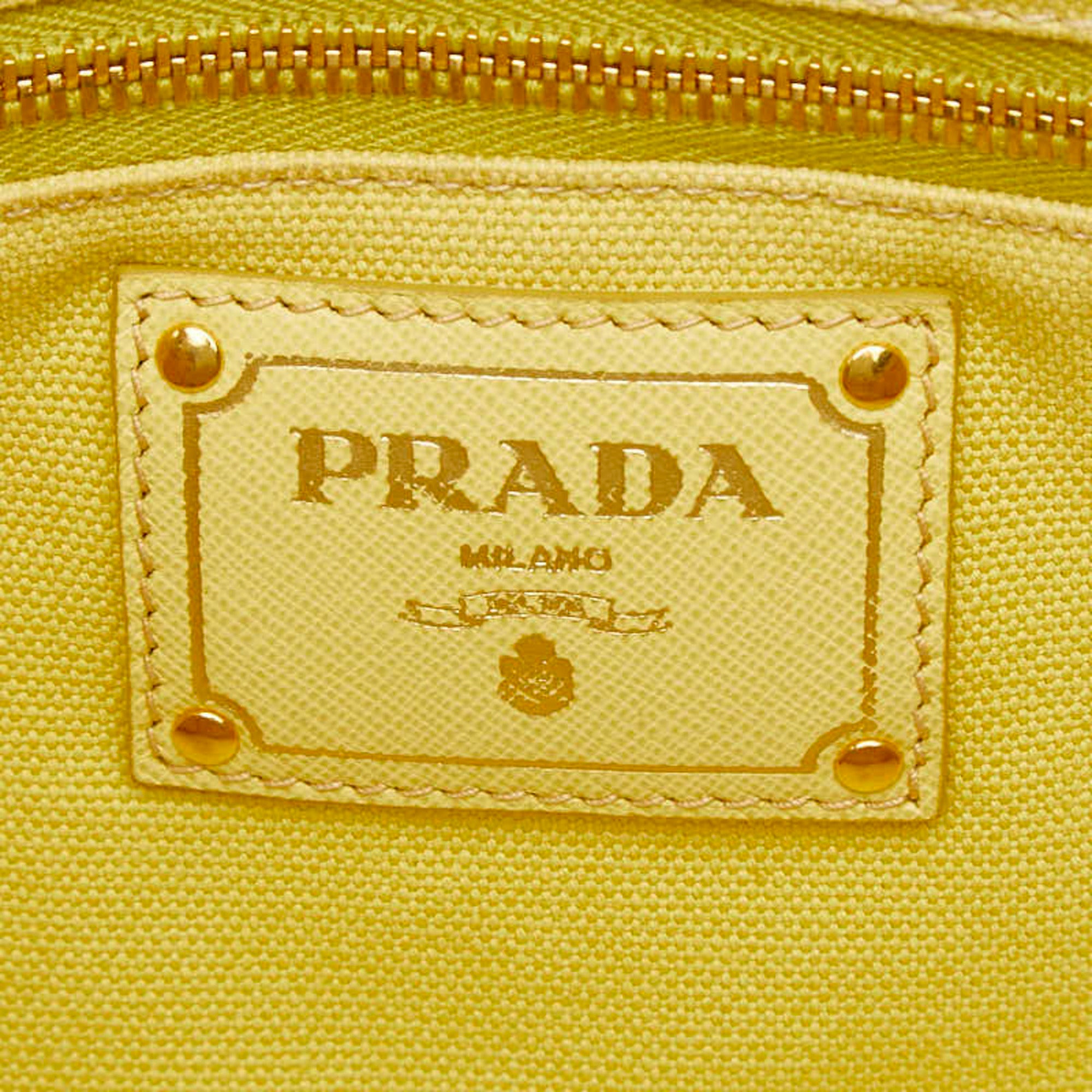 Prada Multi-Color Yellow Canvas Tote Bag (Pre-Owned)