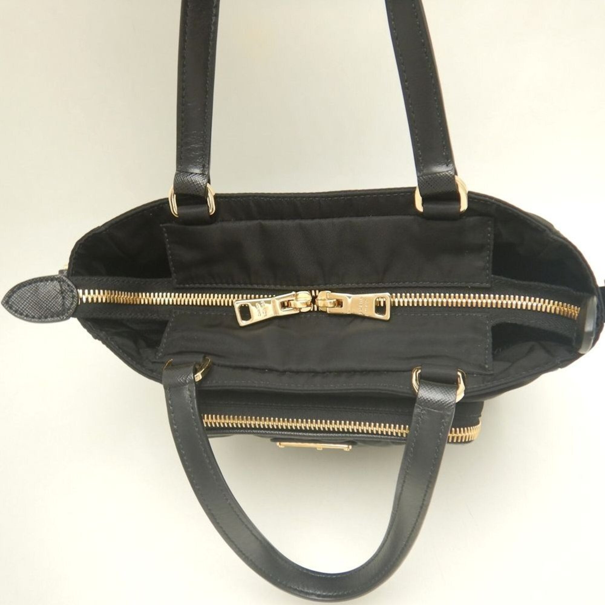 Prada Black Nylon Leather Handbag (Pre-Owned)