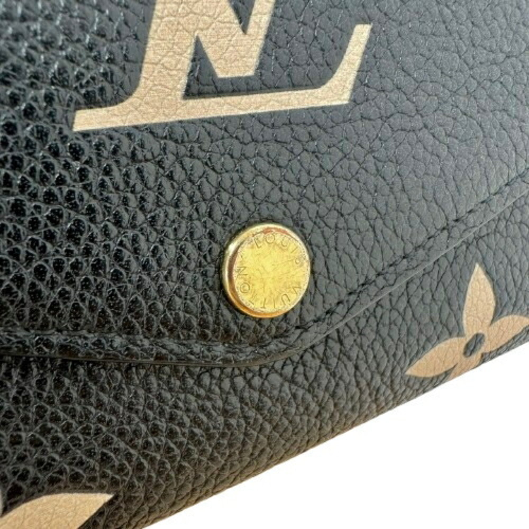 Louis Vuitton Monogram Empreinte Beige Black Leather Long Wallet (Bi-Fold) (Pre-Owned)