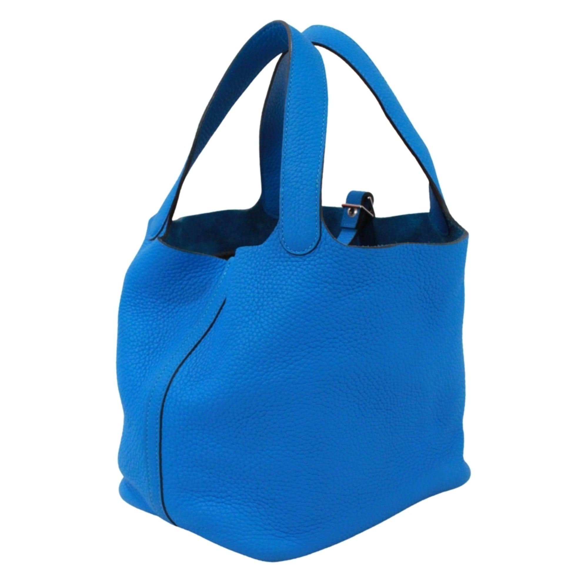 Hermes Blue Blue Hydra Taurillon Clemence Leather Handbag (Pre-Owned)