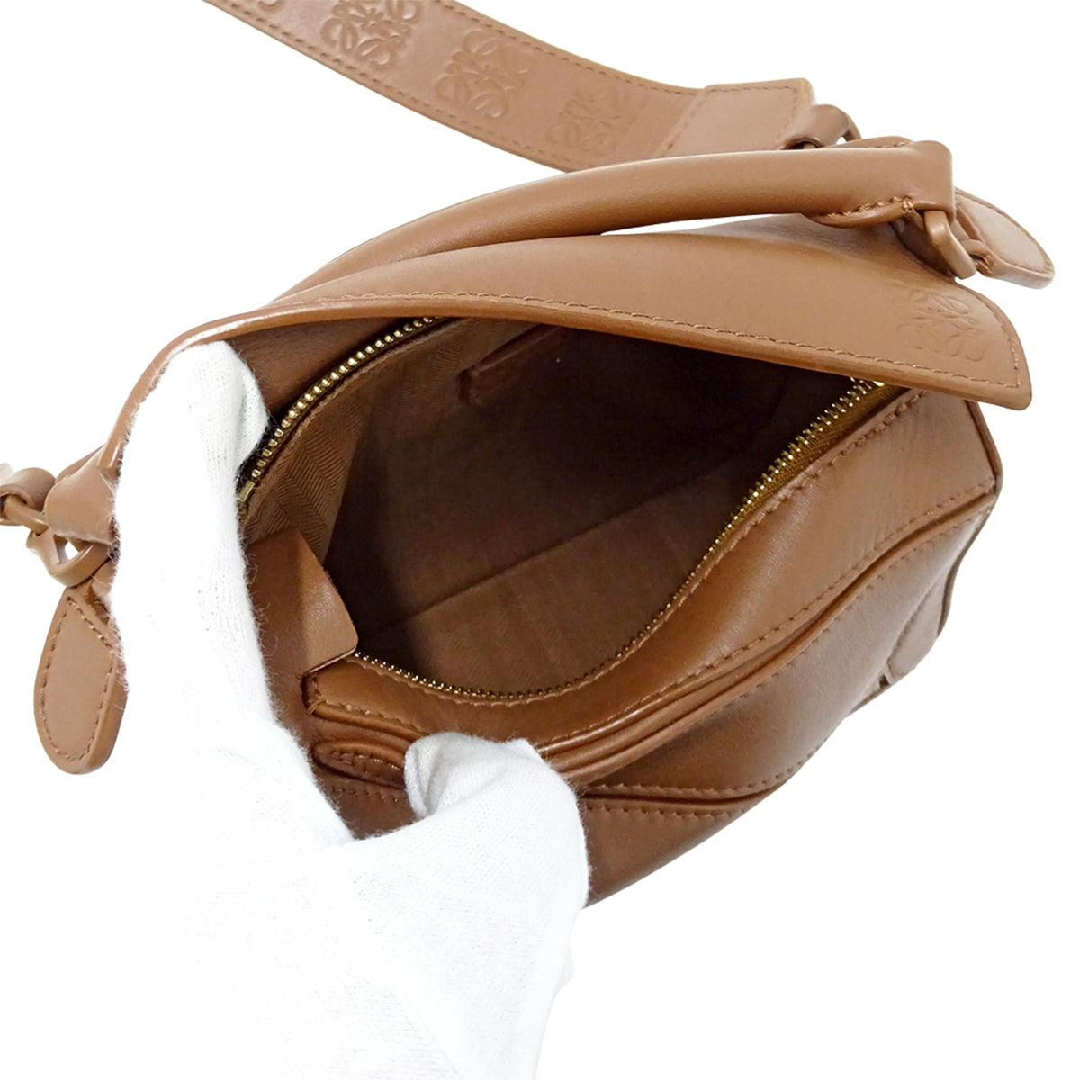 Loewe Puzzle Brown Leather Handbag Shoulder Bag (Pre-Owned)