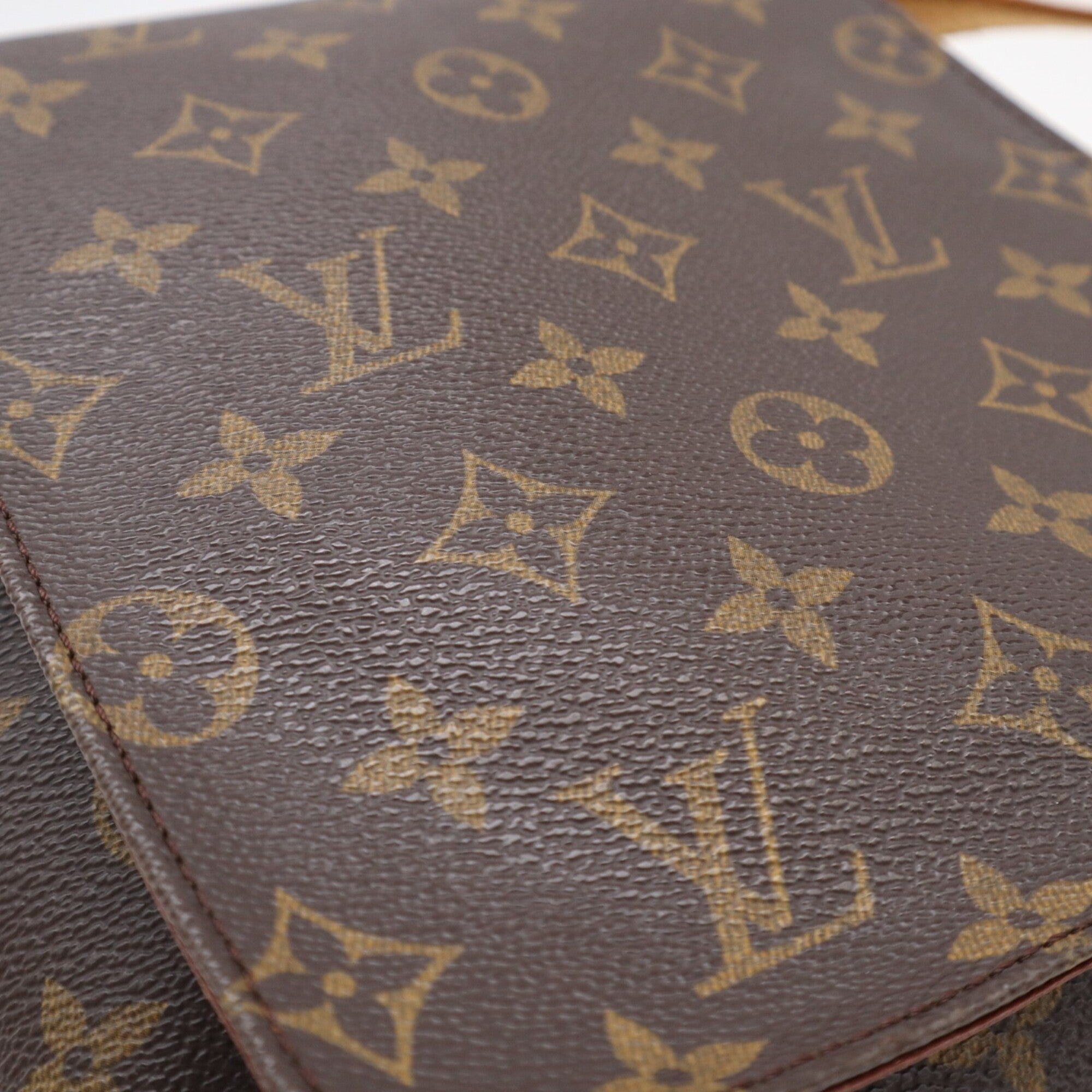 Louis Vuitton Beige Brown Coated Canvas Leather Shoulder Bag (Pre-Owned)