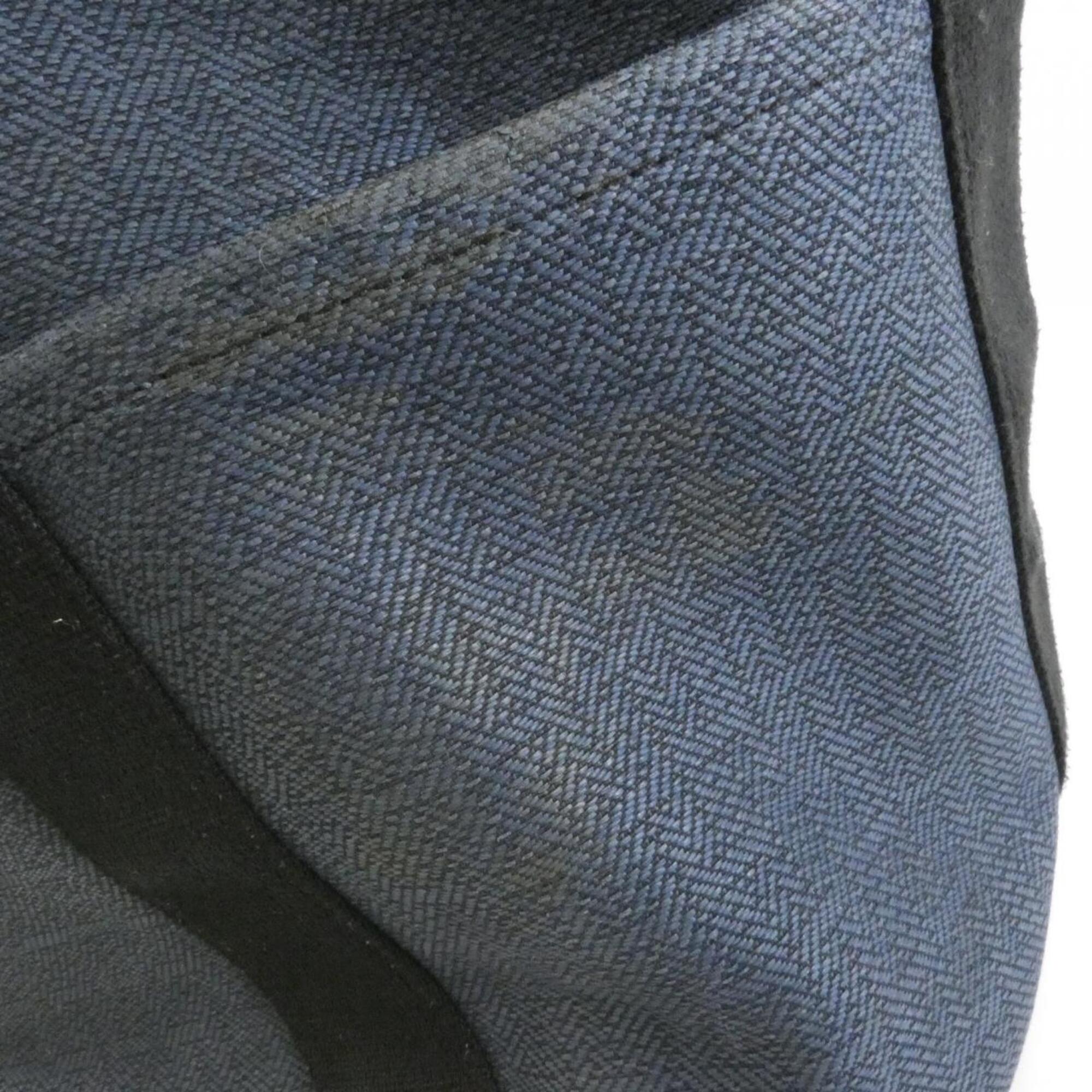 Hermes Black Navy Canvas Handbag (Pre-Owned)