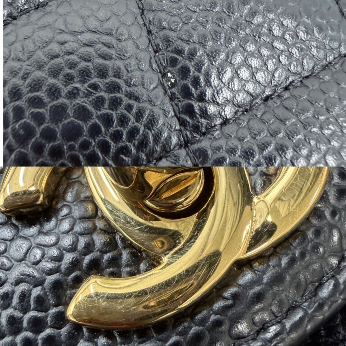 Chanel Black Grained Calfskin Shoulder Bag (Pre-Owned)