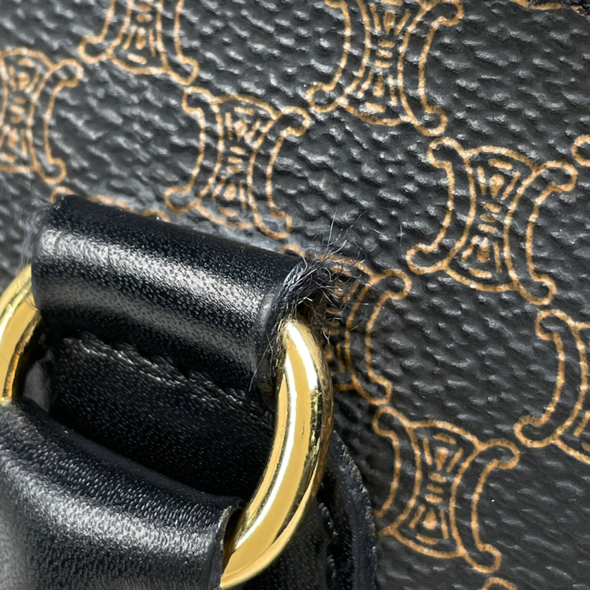 Celine Macadam Black Coated Canvas Leather Handbag (Pre-Owned)