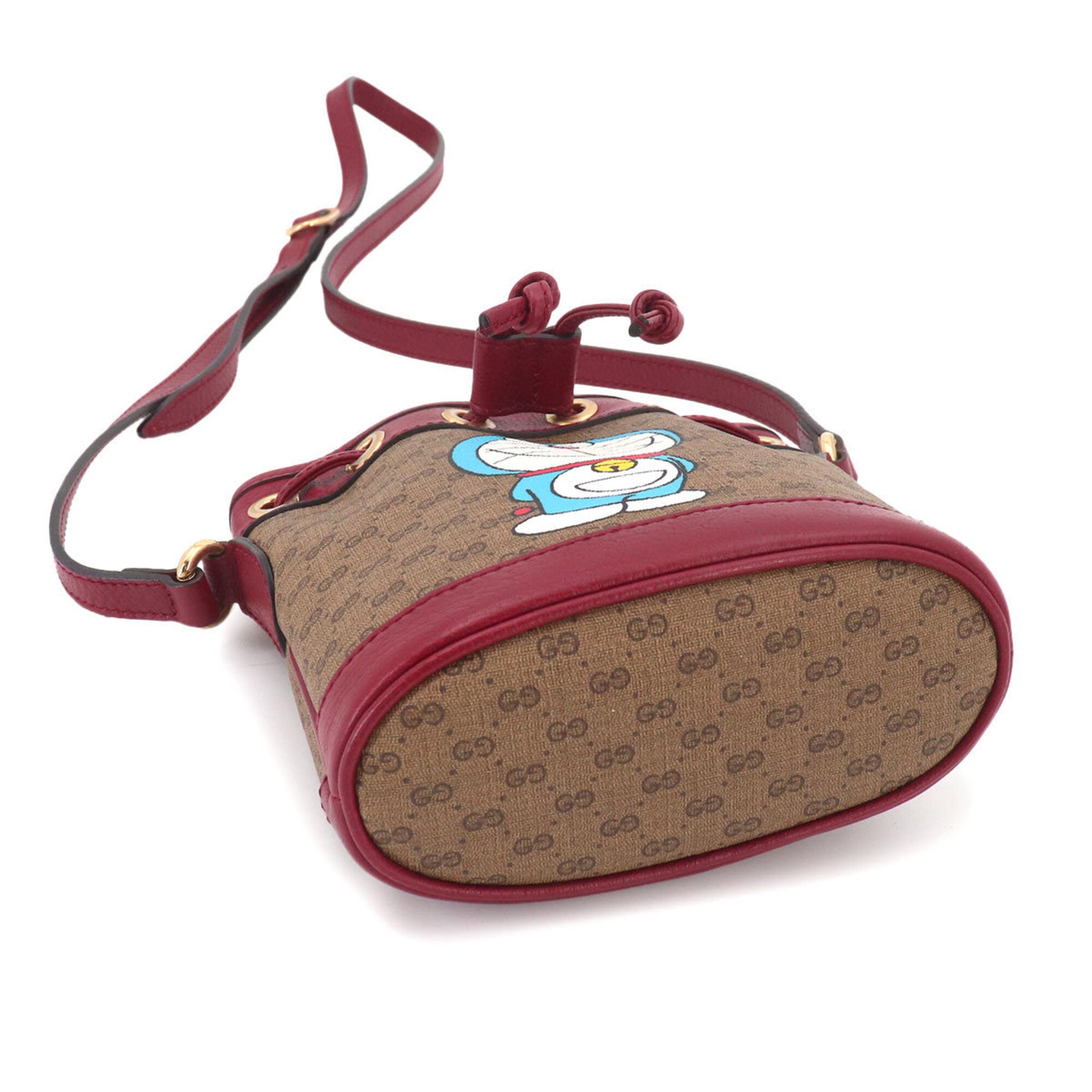 Gucci Brown Red Color Gg Supreme Leather Handbag Shoulder Bag (Pre-Owned)