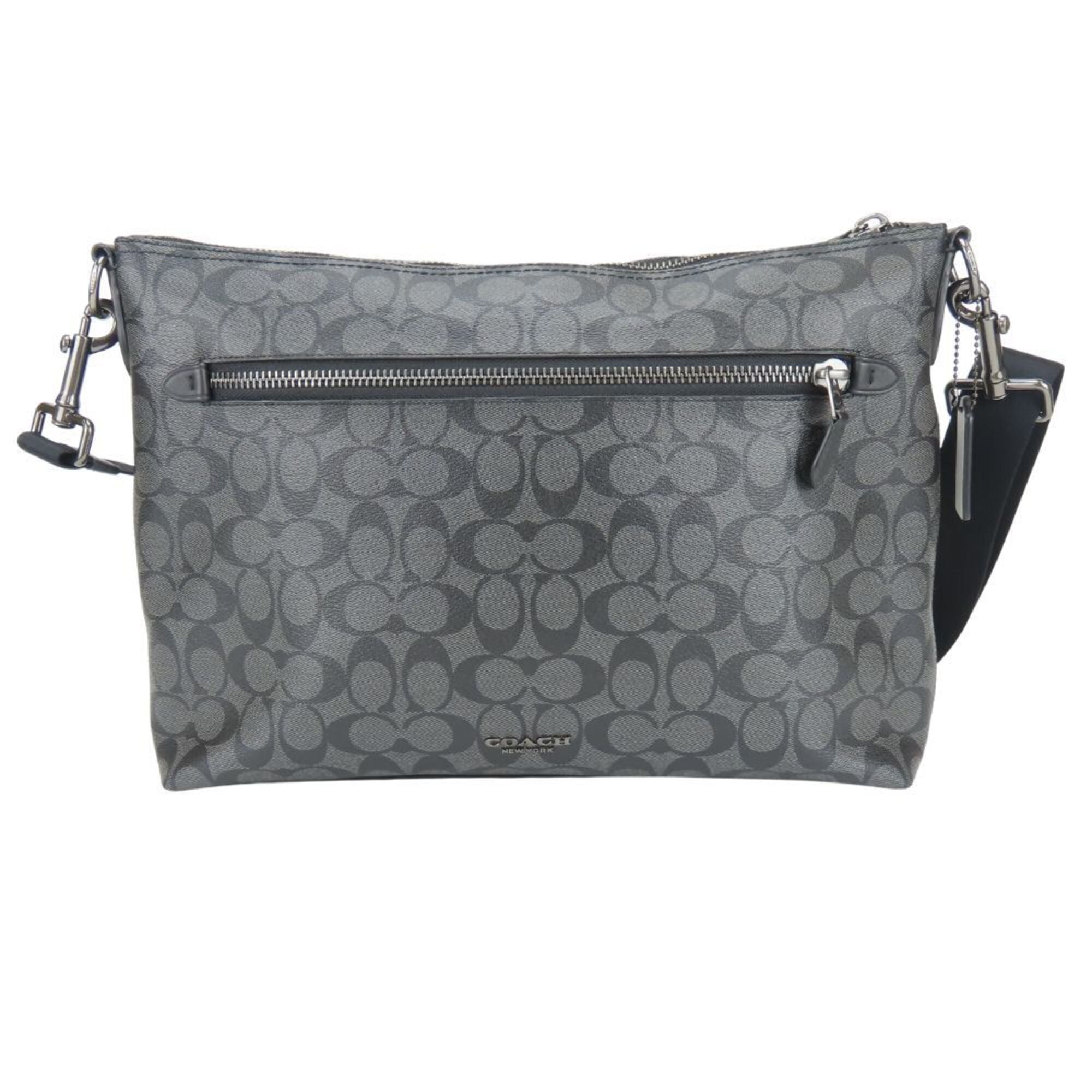 Coach Black Dark Gray Pvc Coated Canvas Leather Shoulder Bag (Pre-Owned)