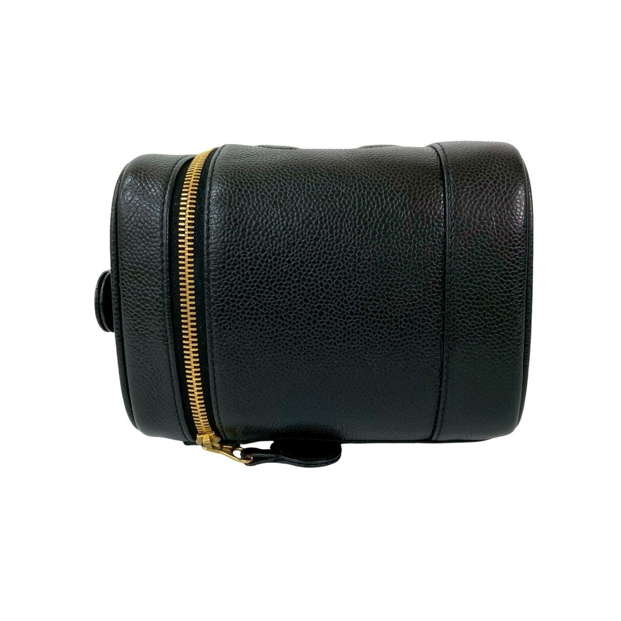 Chanel Black Grained Calfskin Handbag Vanity Bag (Pre-Owned)
