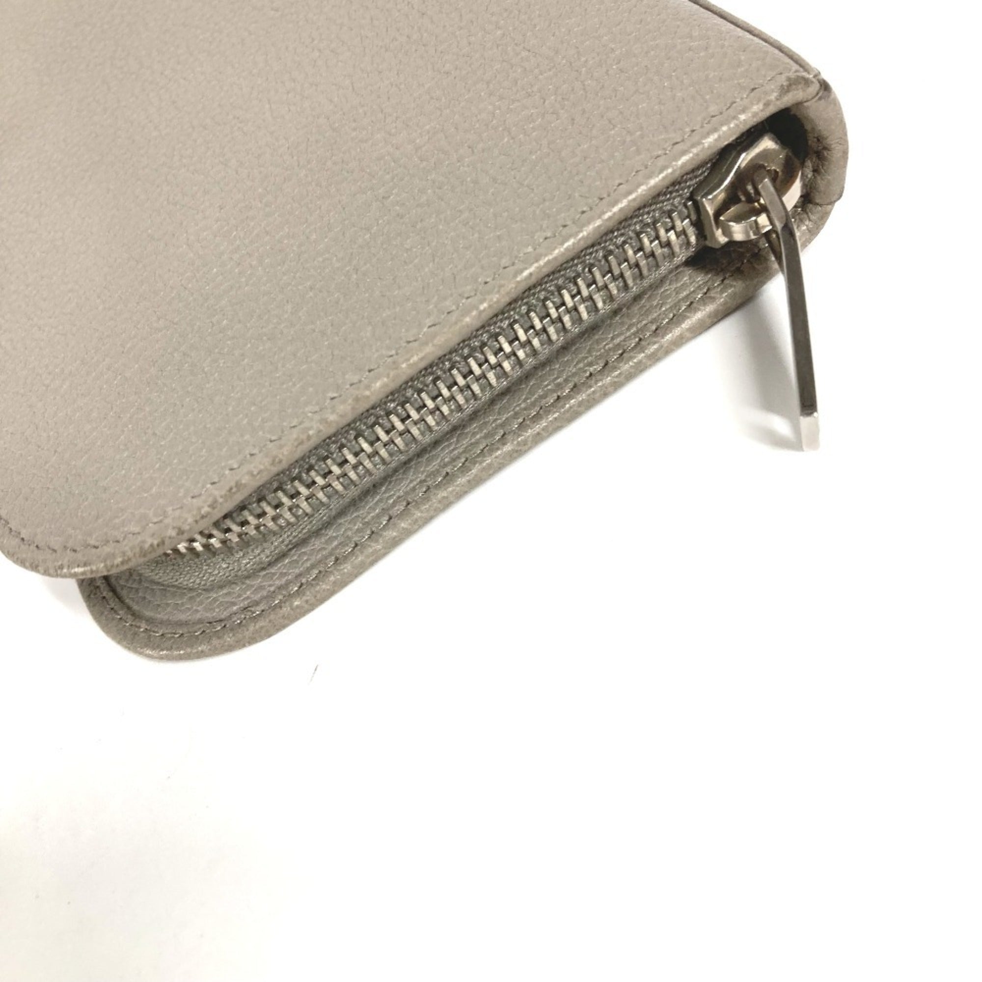 Yves Saint Laurent Gray Leather Long Wallet (Bi-Fold) (Pre-Owned)