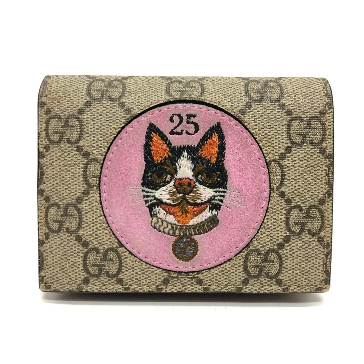 Gucci Beige Red Color Gg Supreme Canvas Wallet (Bi-Fold) (Pre-Owned)