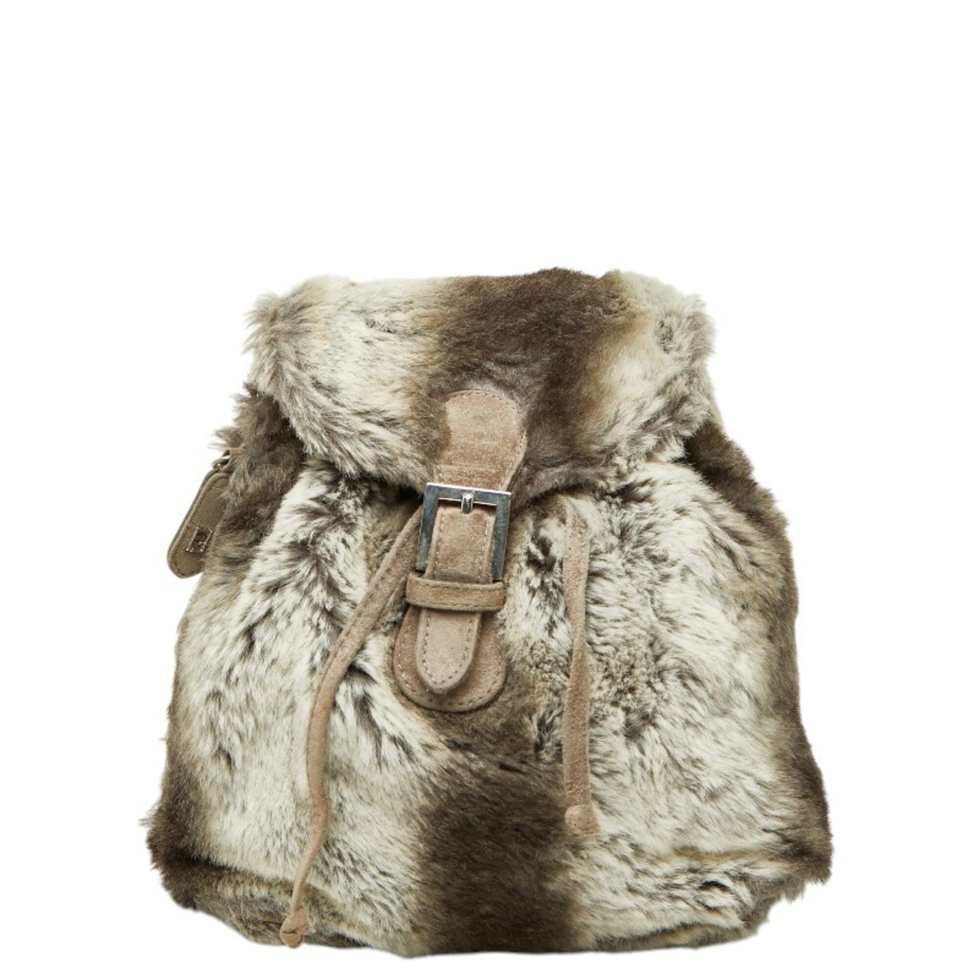 Fendi Gray Fur Suede Backpack (Pre-Owned)