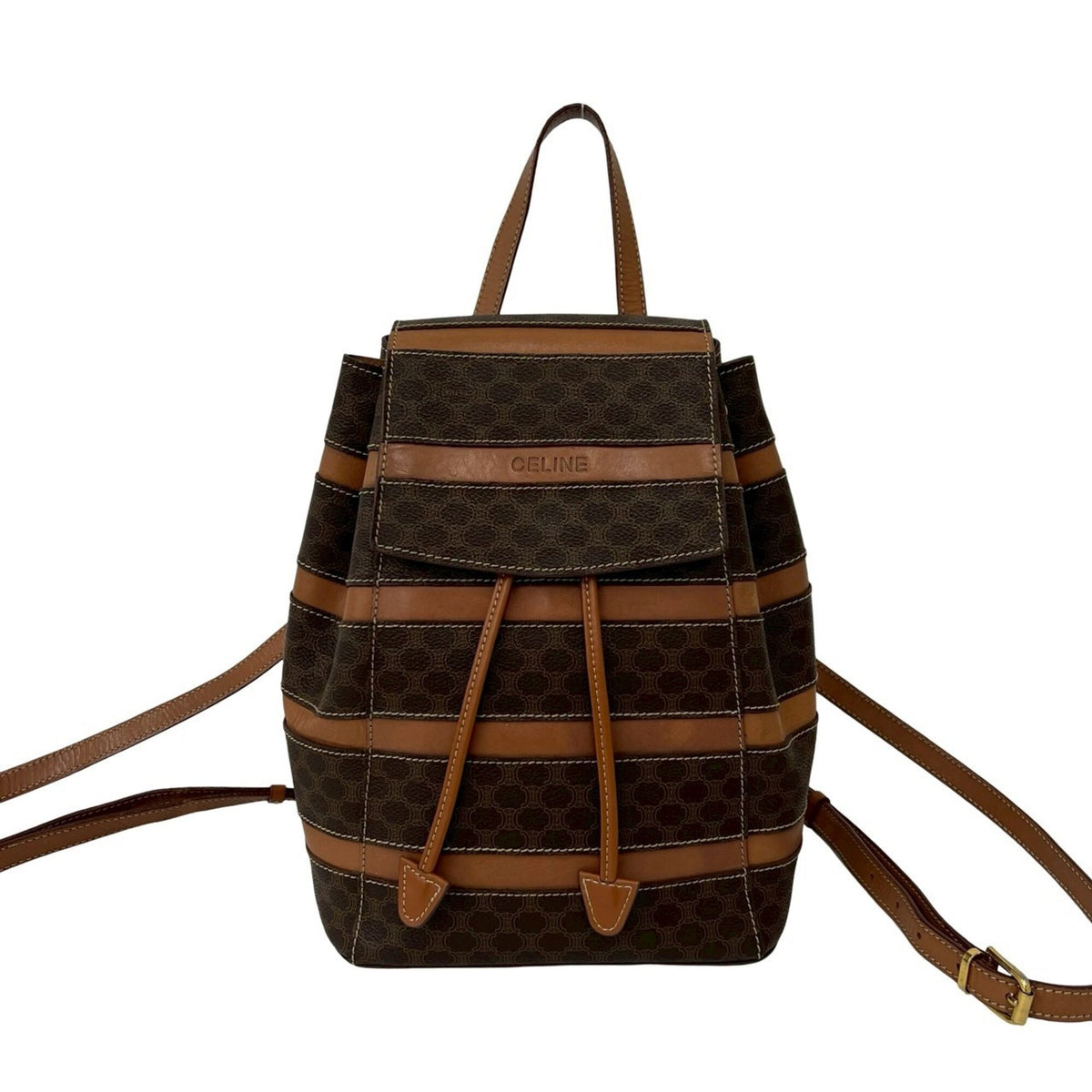 Celine Brown Leather Pvc Backpack (Pre-Owned)